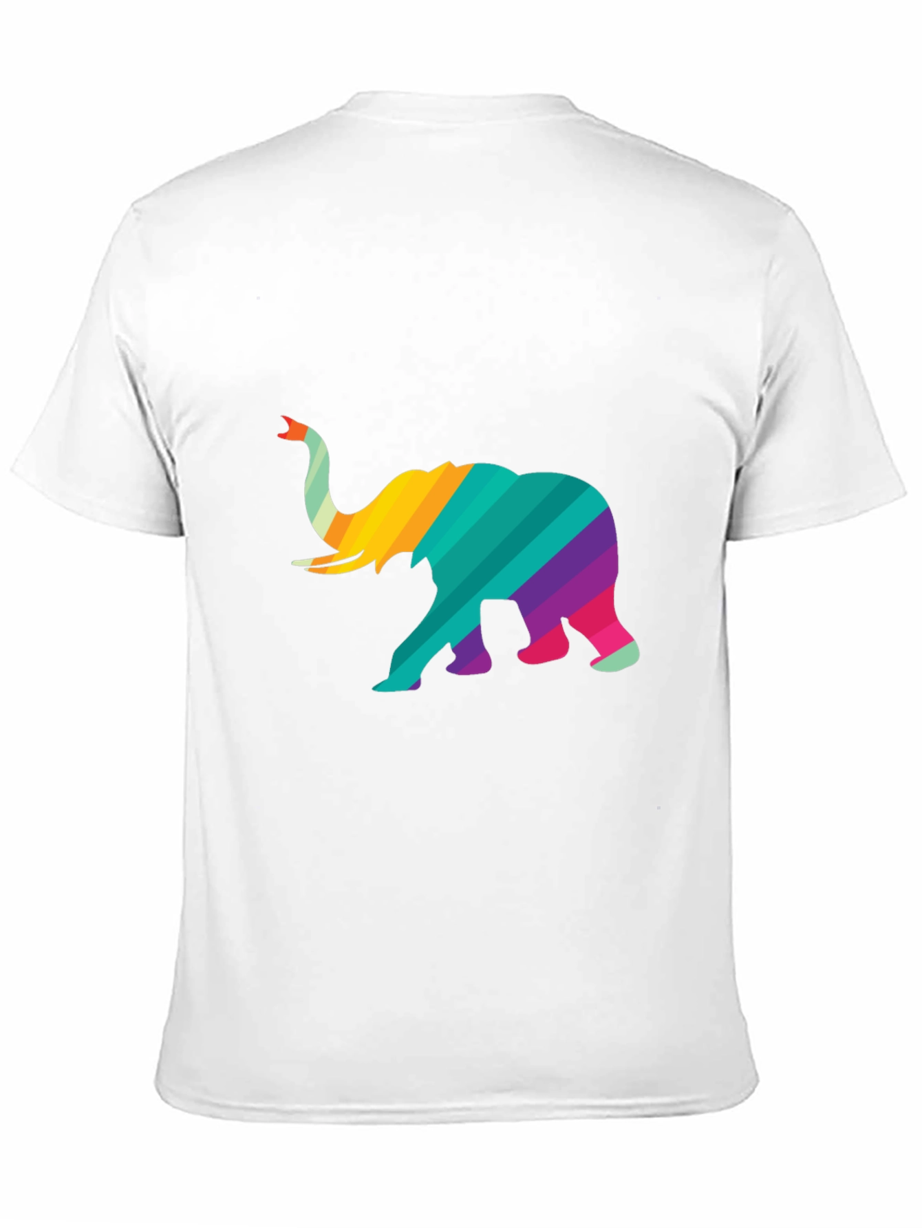 Black Rainbow Striped Elephant Graphic Tee - Unique Design view 11