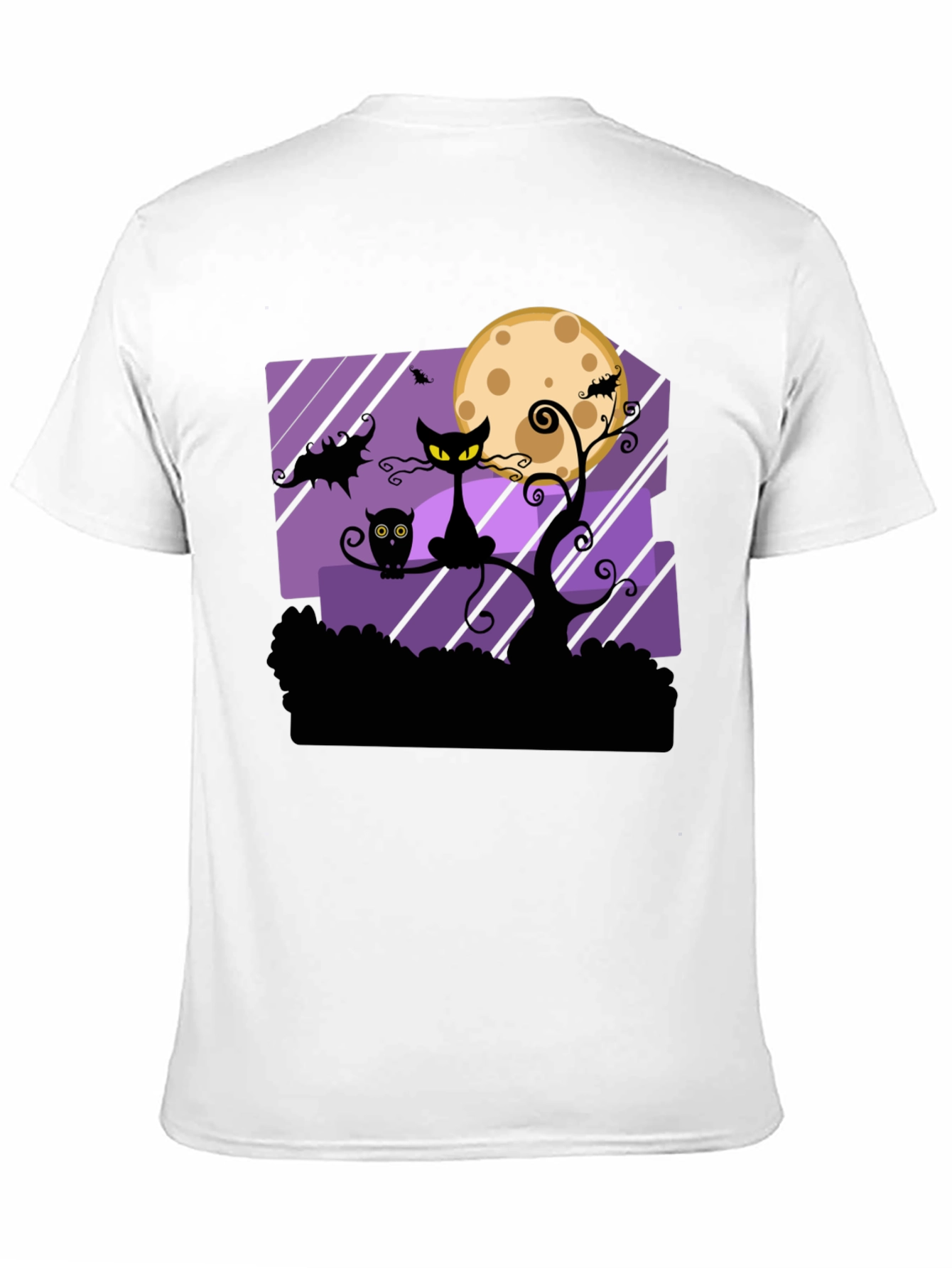 Black Halloween Black Cat & Moon Graphic T-Shirt view 11