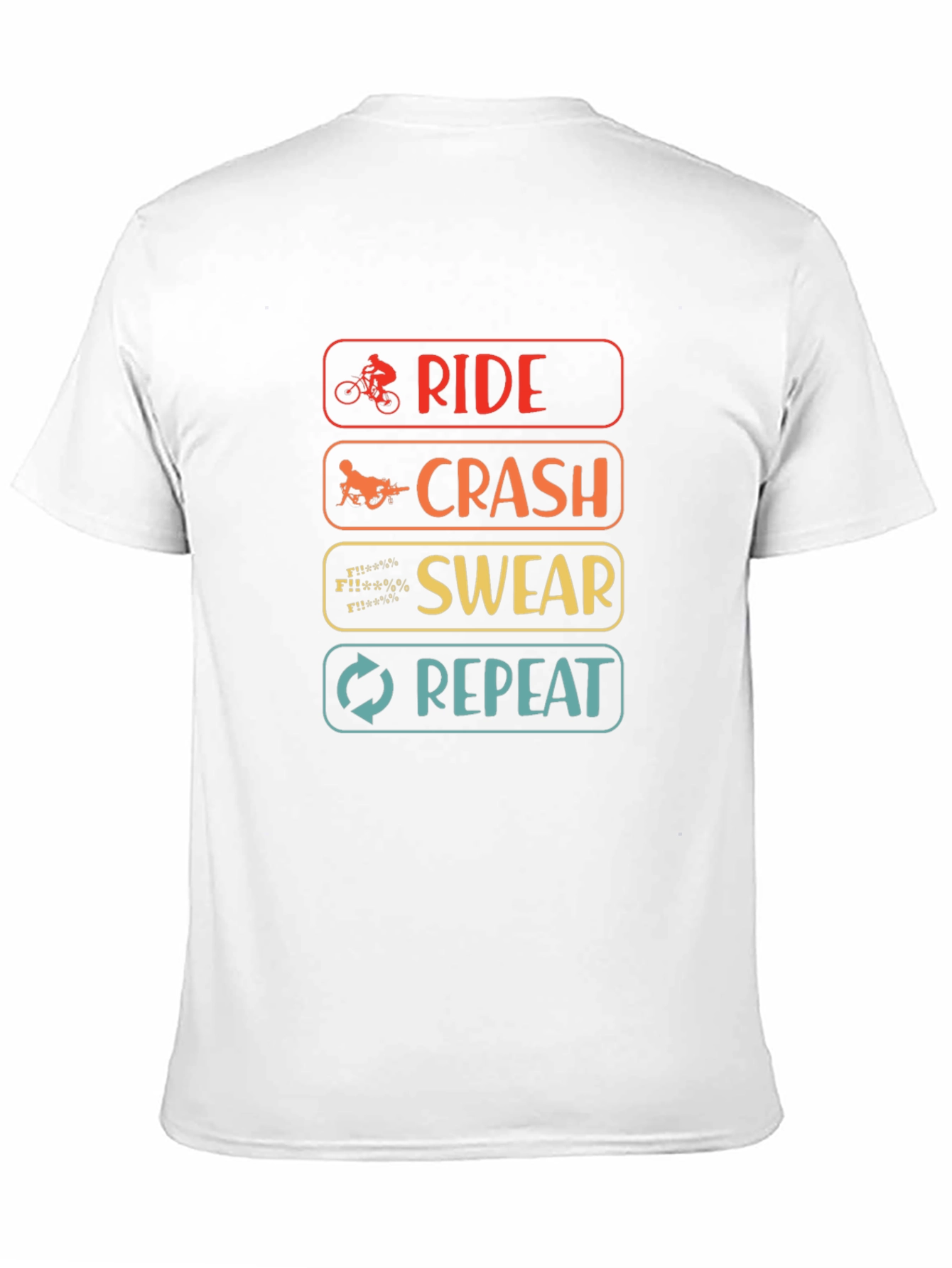 Black Ride Crash Swear Repeat T-Shirt - Mountain Bike Humor Tee view 11