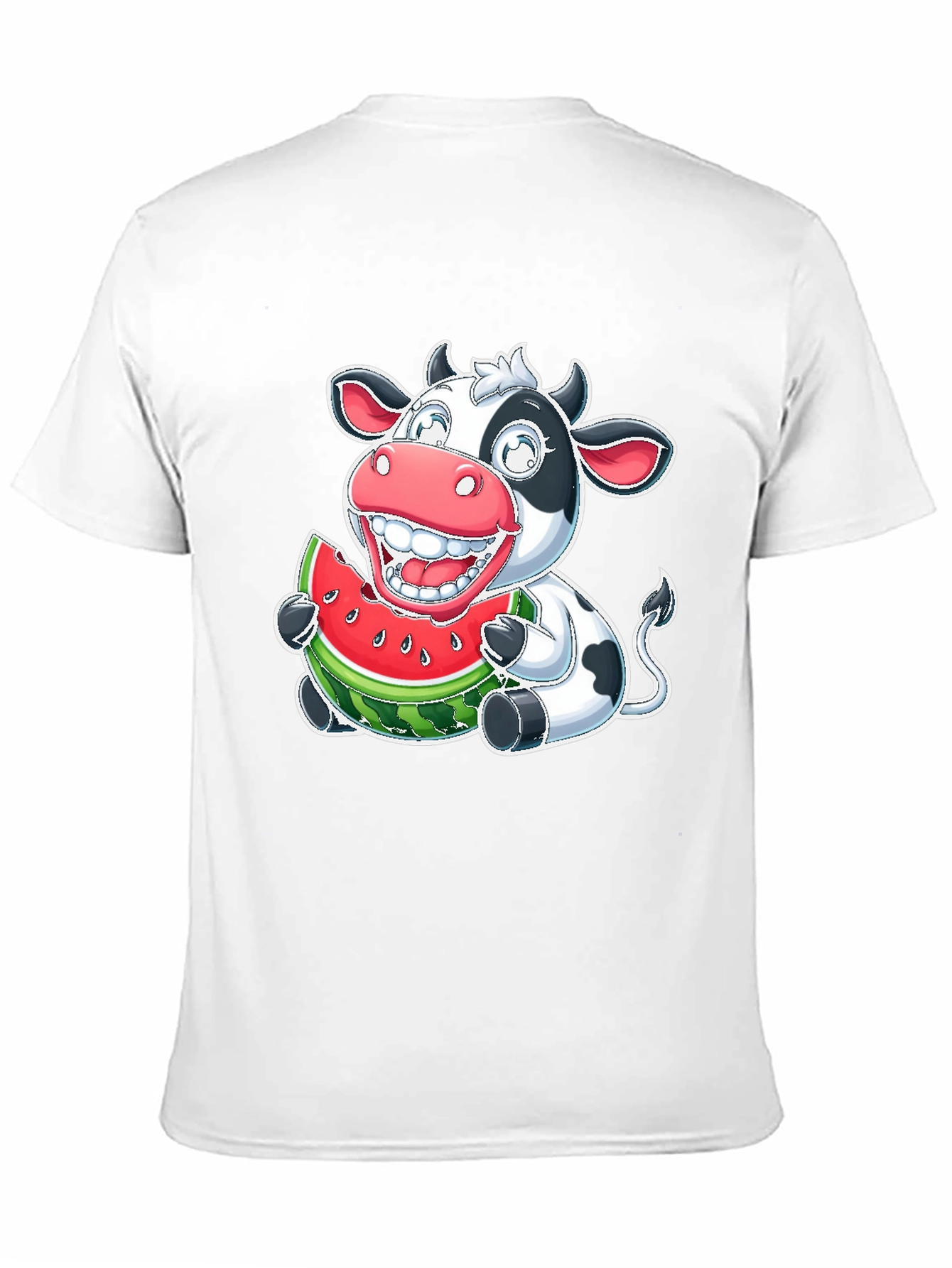 Black Funny Cow Watermelon Graphic T-Shirt view 11