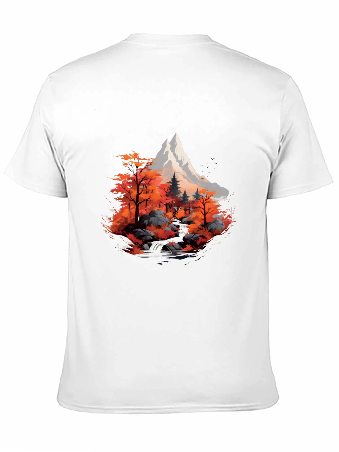 Black Mountain & Autumn Forest Graphic Black Tee view 11