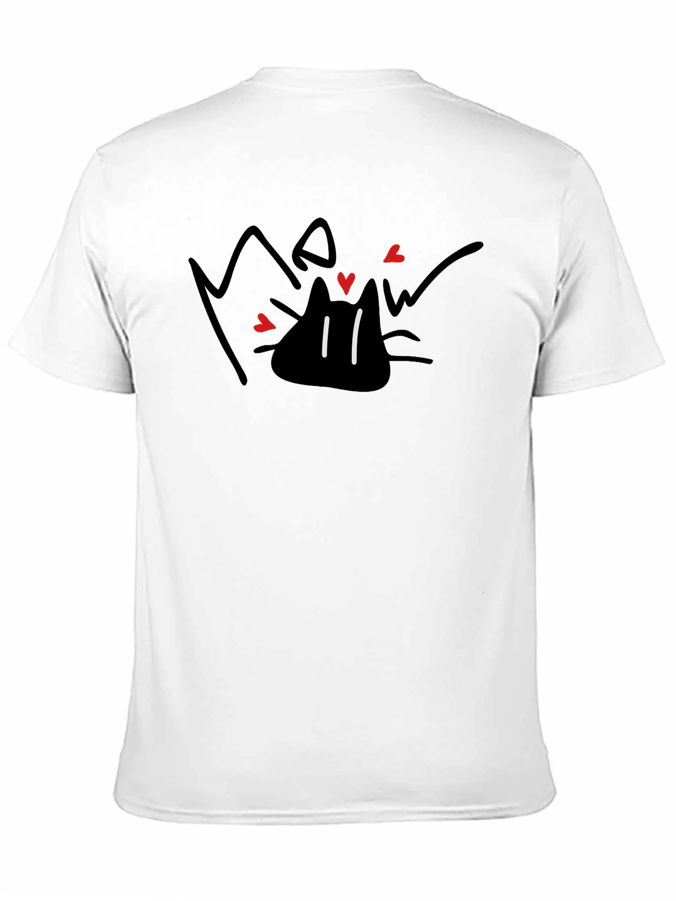 Black Meow Cat Lover Black T-Shirt - Whimsical Design view 11