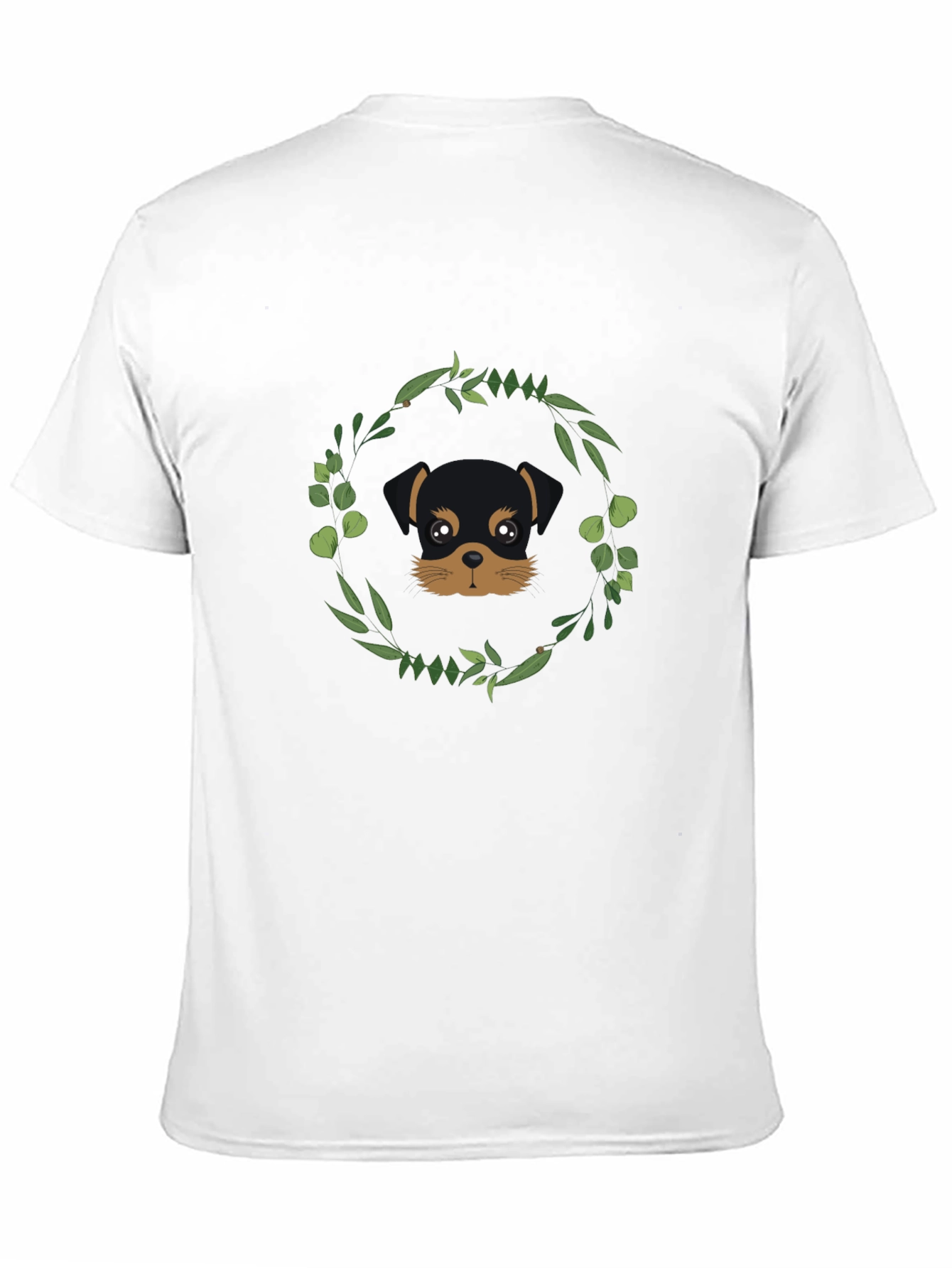Black Dog Lover T-Shirt - Rottweiler Puppy with Floral Wreath view 11
