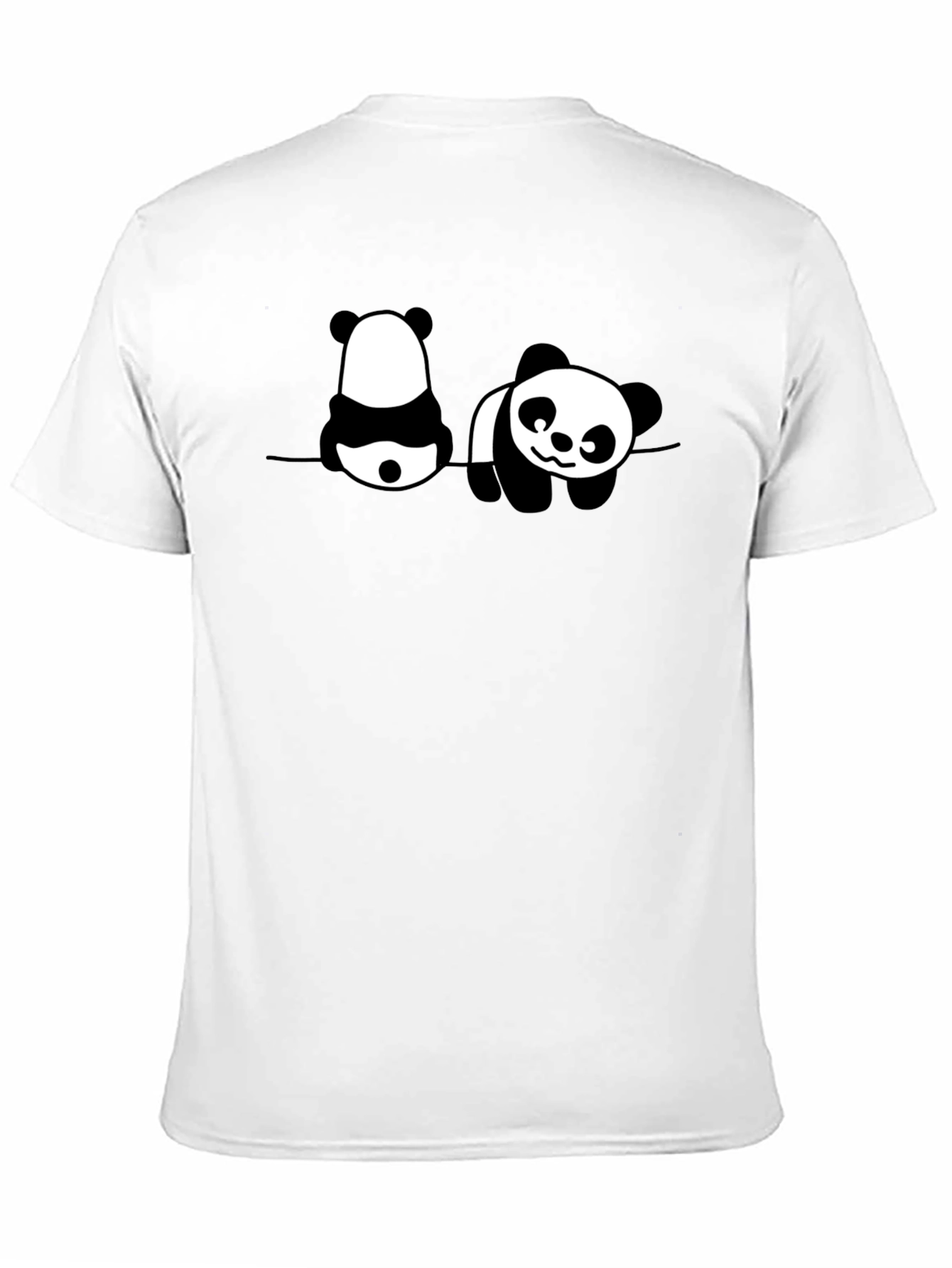 Black Panda Print Men's Black Graphic T-Shirt view 11