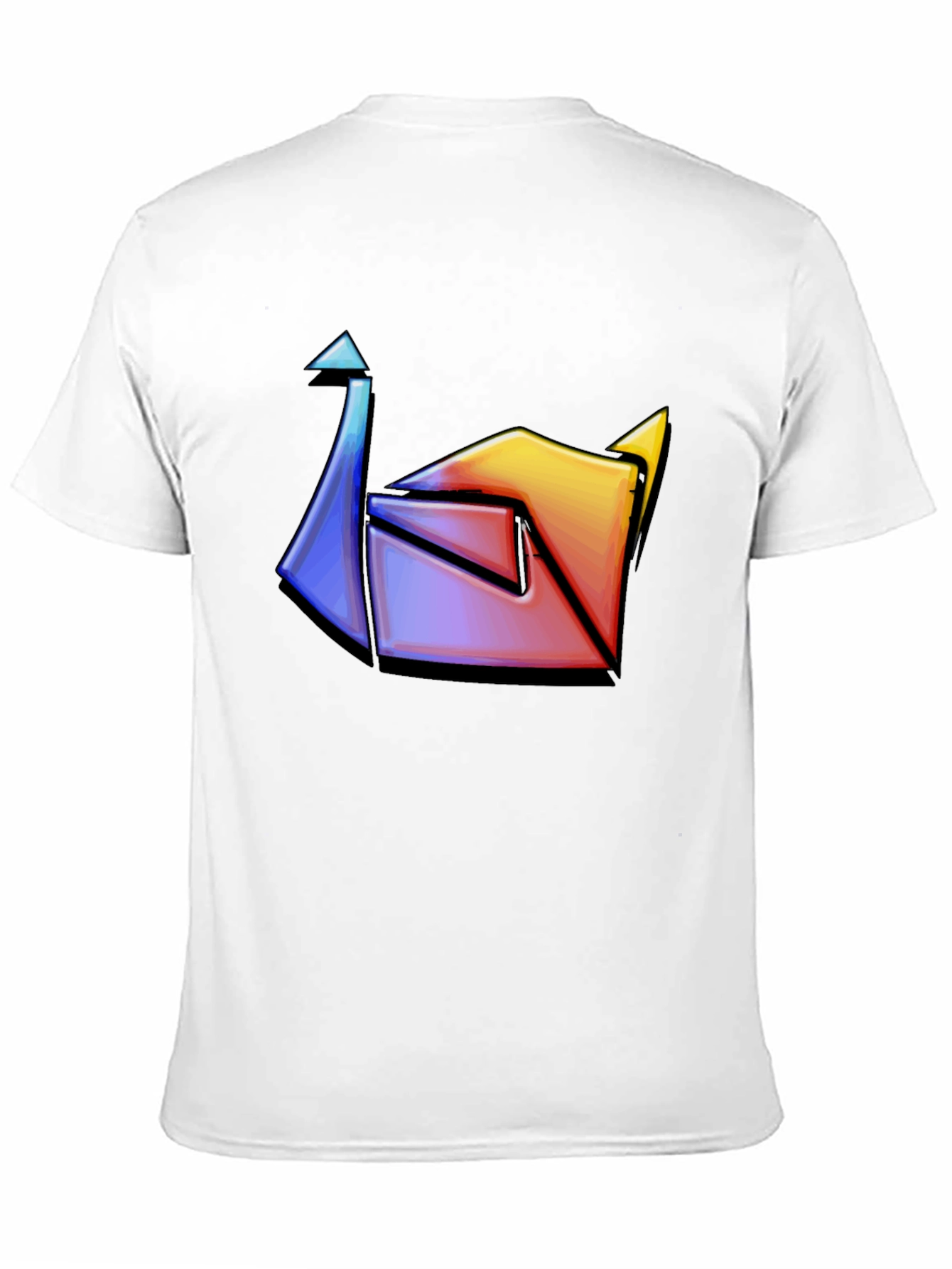 Black Abstract Colorful Origami Graphic Tee view 11