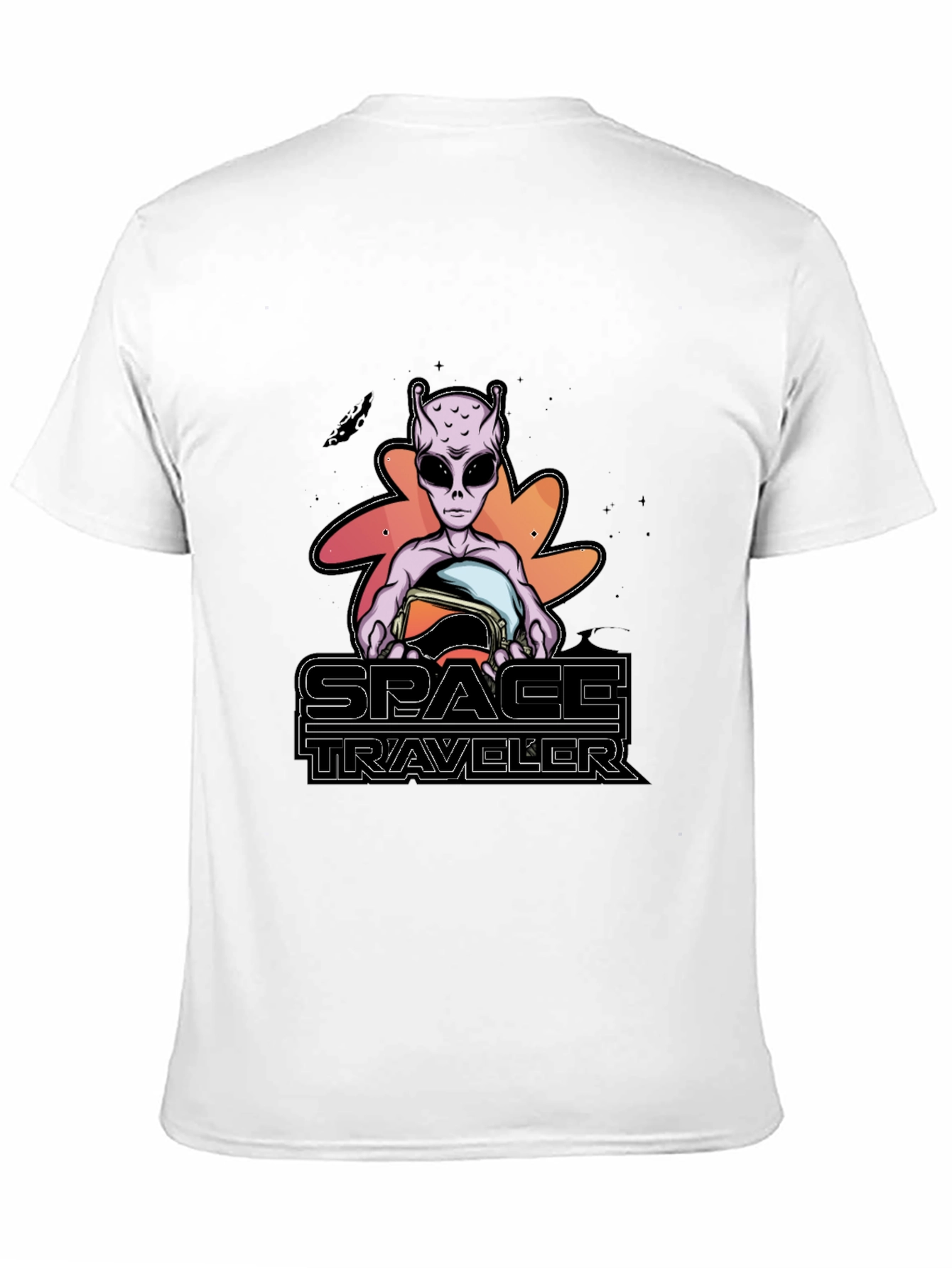 Black Space Traveler Alien Graphic T-Shirt view 11