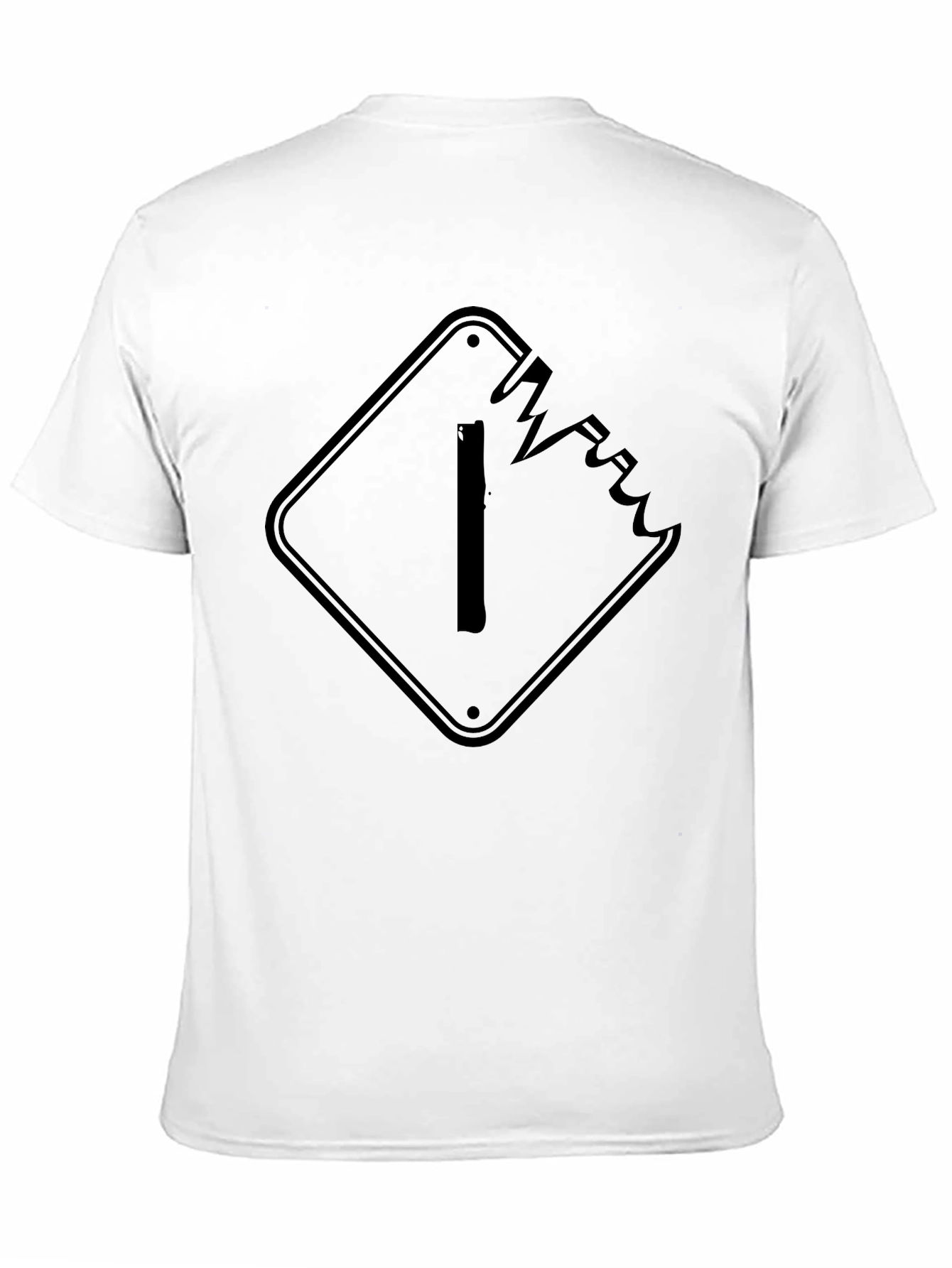 Black Edgy Cracked Sign Graphic Tee - Black Cotton T-Shirt view 11