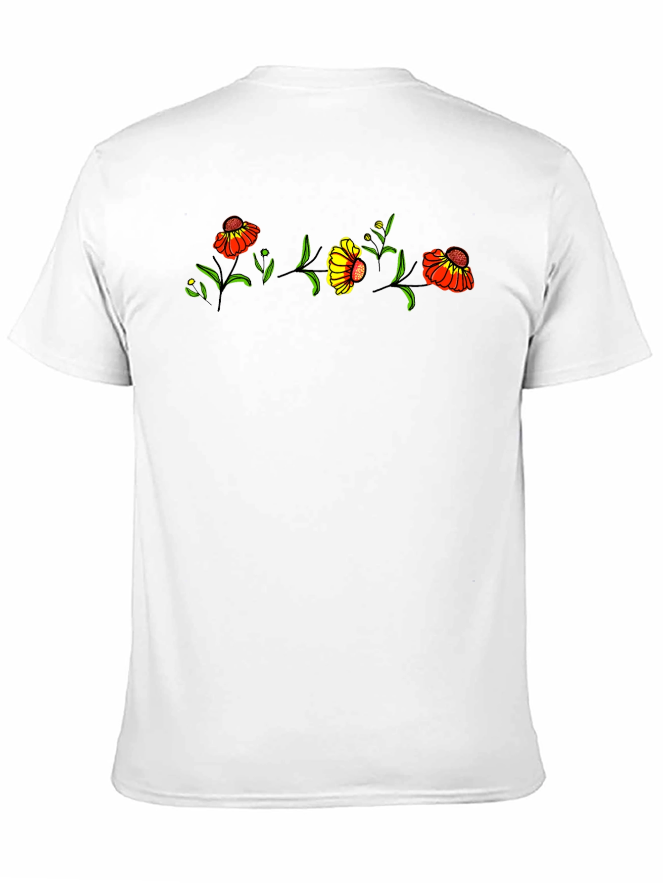 Black Floral Print Men's Black T-Shirt view 11