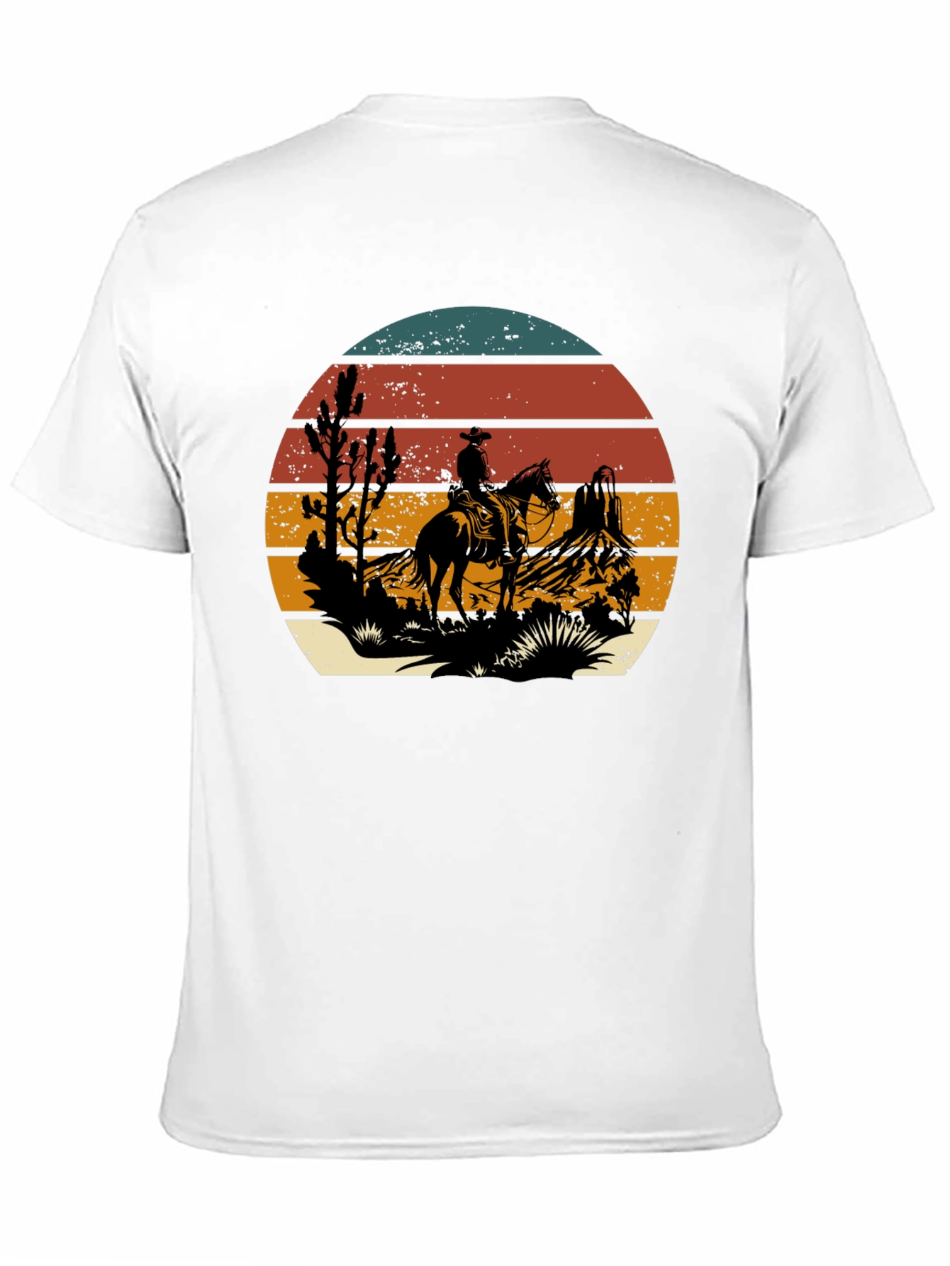 Black Western Cowboy Sunset Graphic T-Shirt view 11