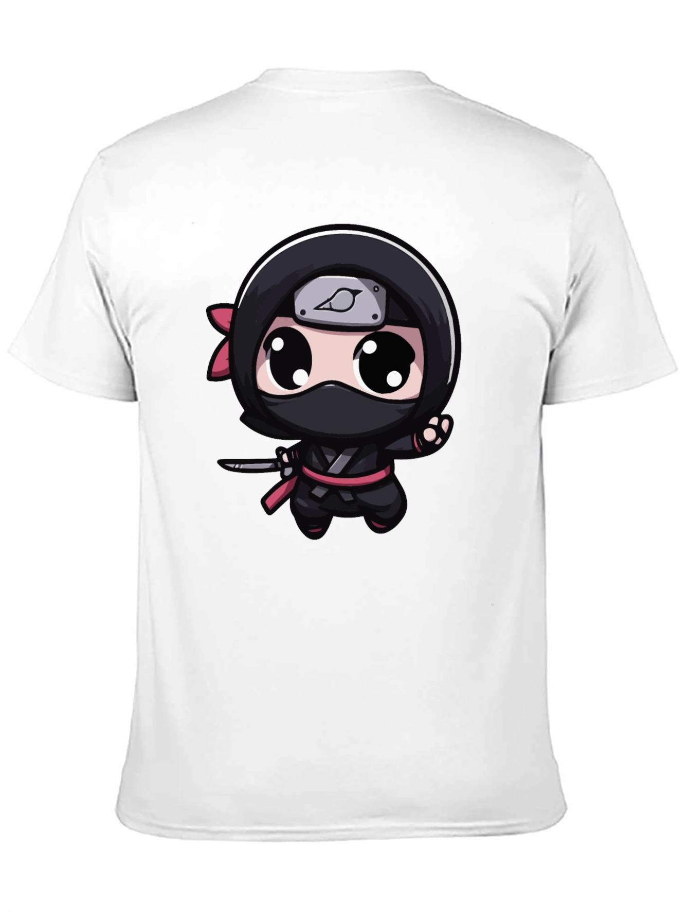 Black Kawaii Ninja Graphic Tee - Black Cotton Blend view 11