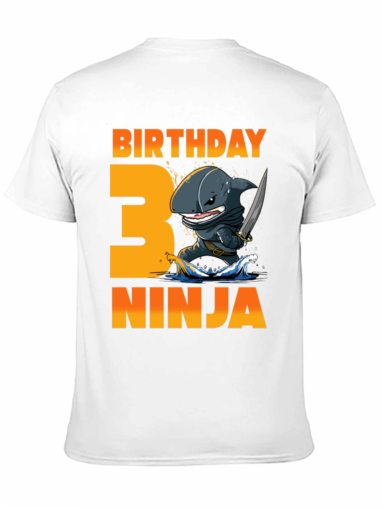 Black Birthday Ninja Shark 3rd Birthday T-Shirt view 11