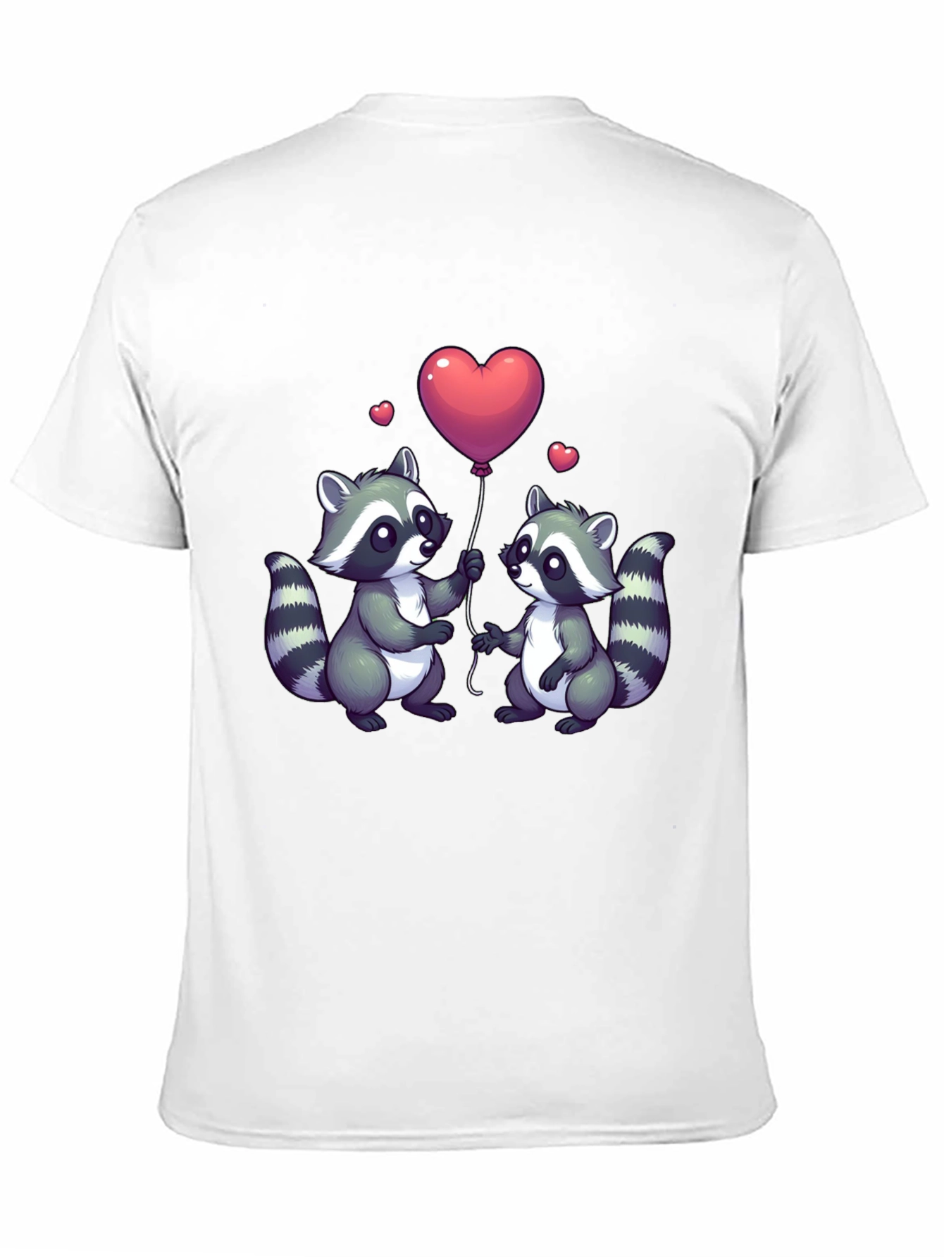 Black Cute Raccoon Love Balloon Graphic T-Shirt view 11