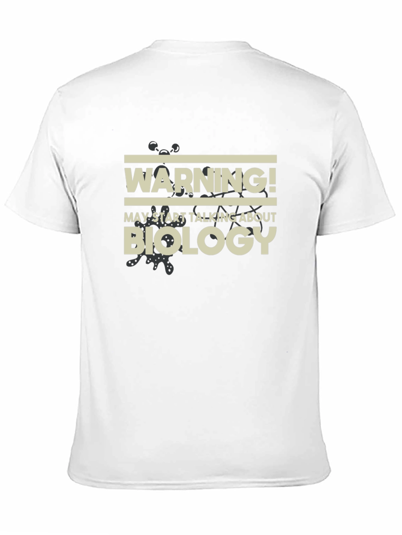 Black Warning Biology Men's Black T-Shirt view 11