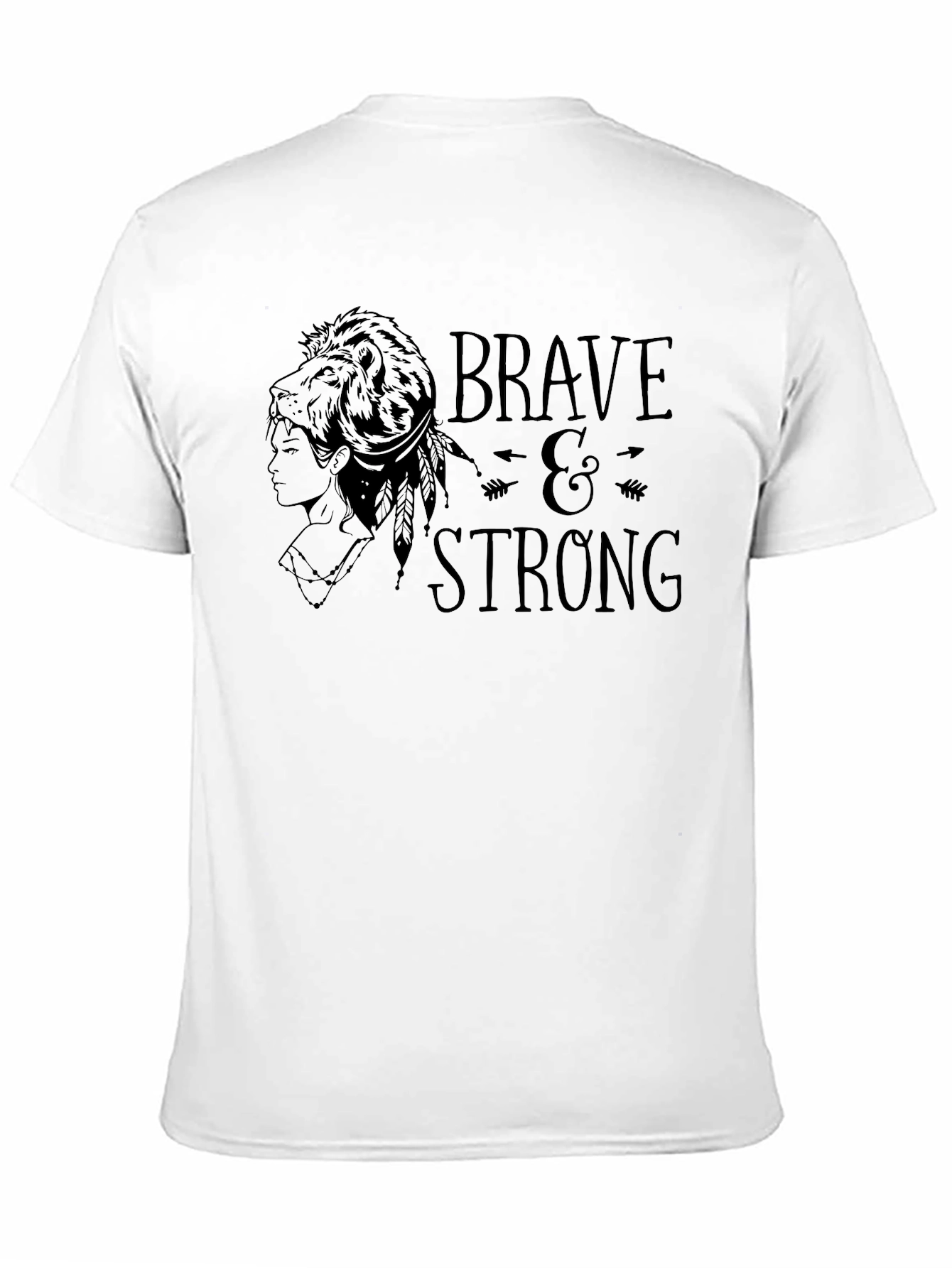 Black Brave & Strong Graphic Tee - Black Cotton T-Shirt view 11