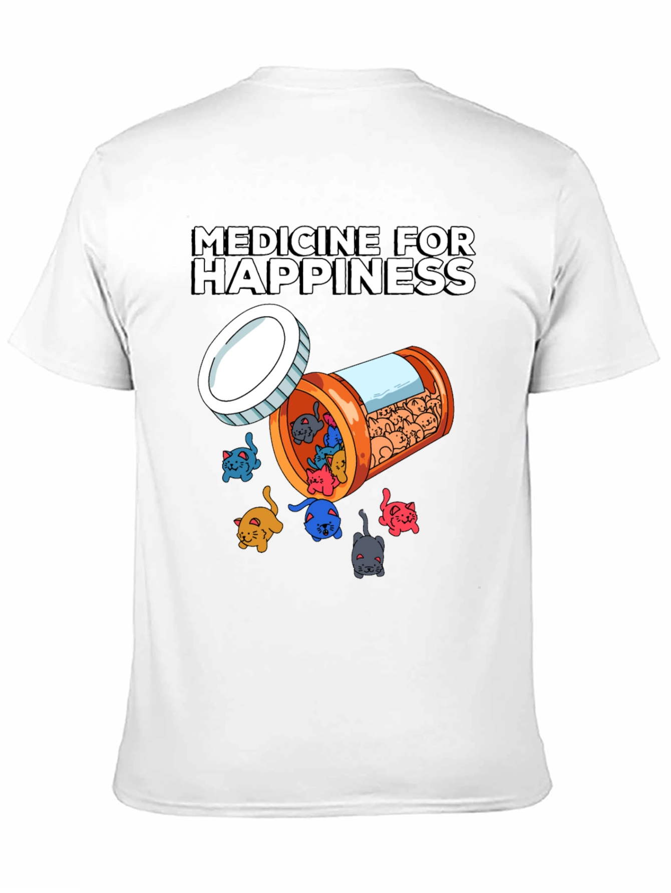 Black Medicine For Happiness Cat Lover T-Shirt view 11