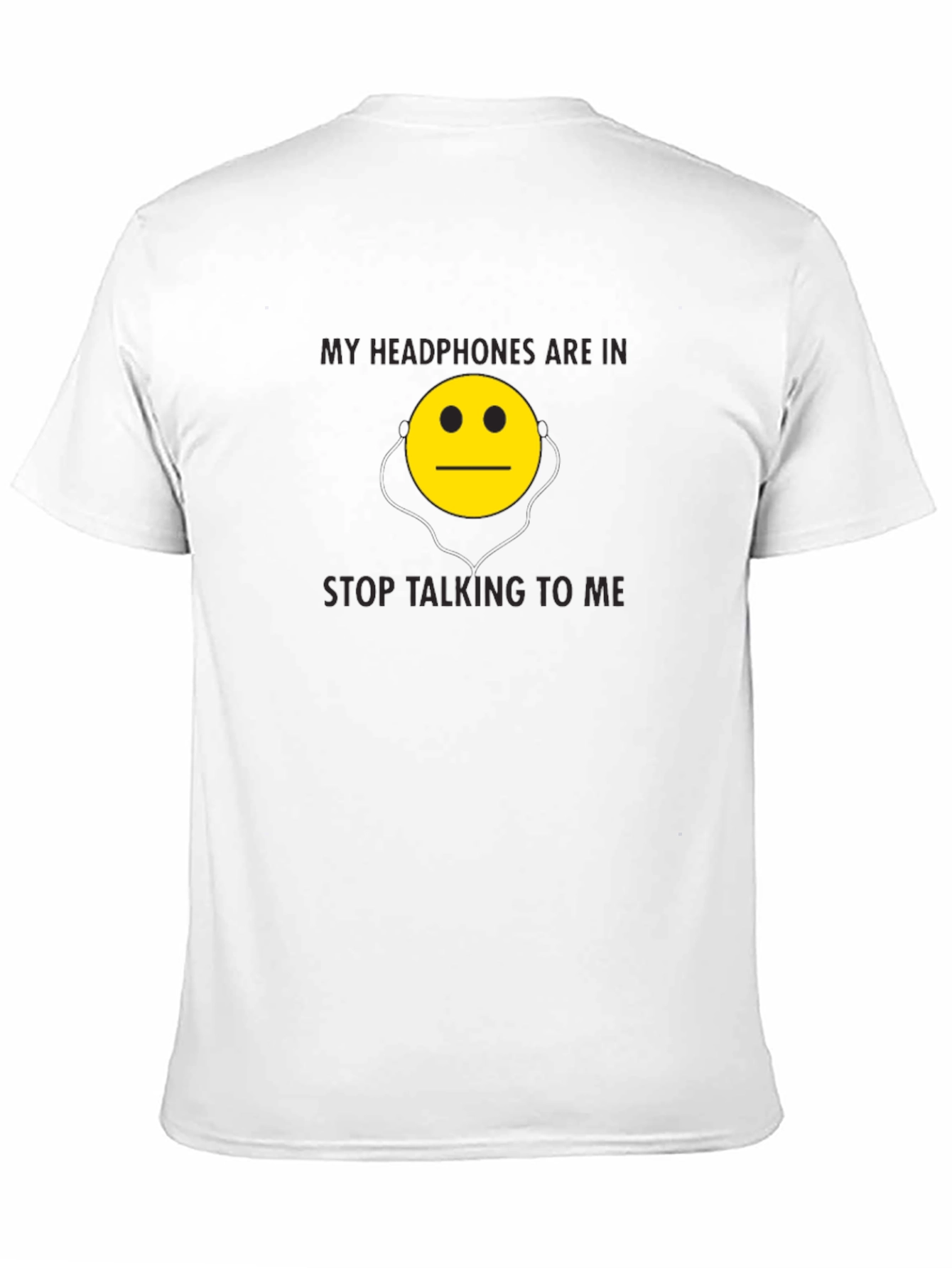 Black Funny Headphones Emoji Graphic Tee - Black view 11
