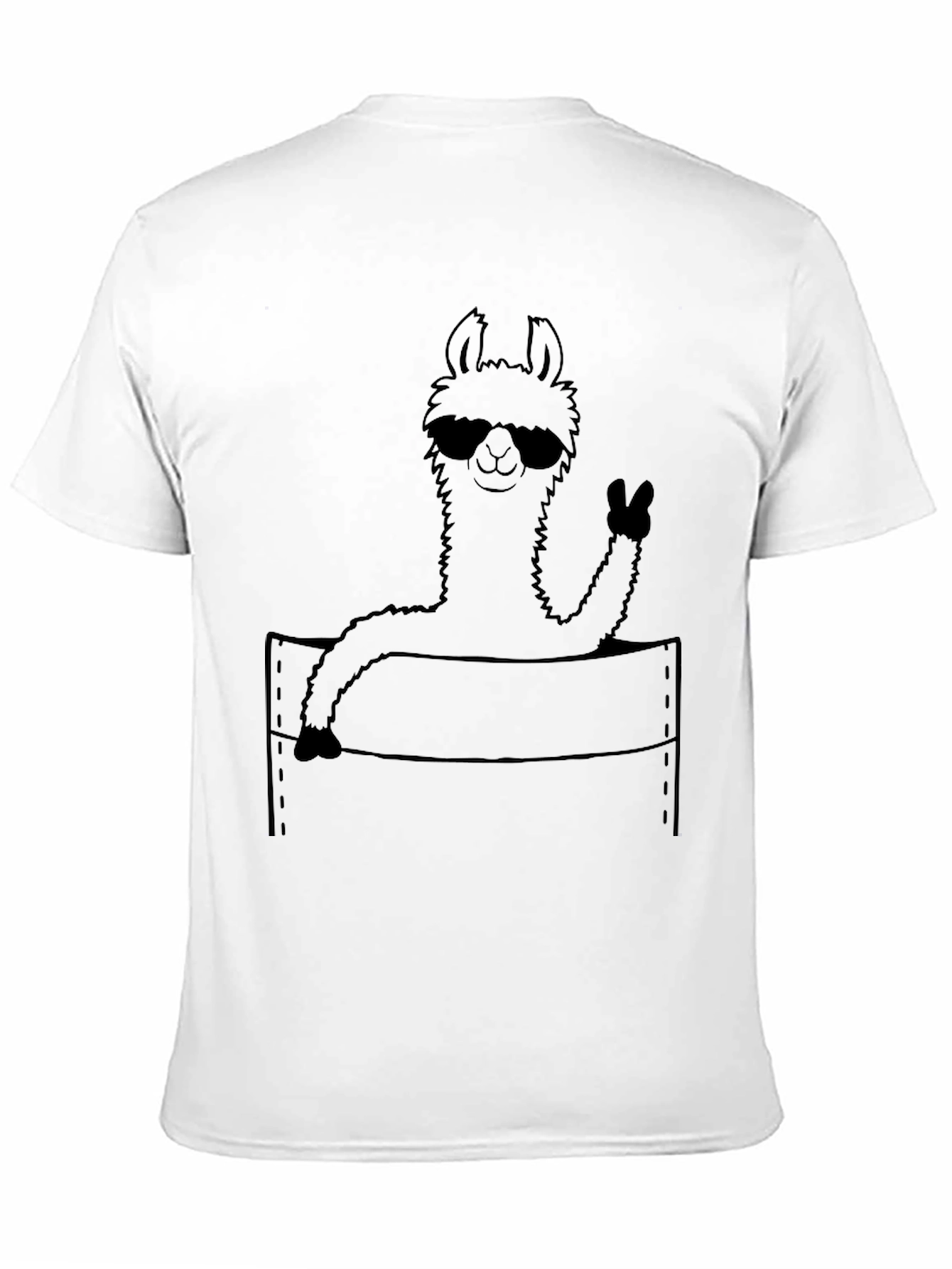 Black Cool Llama Pocket Tee - Fun Graphic T-Shirt view 11