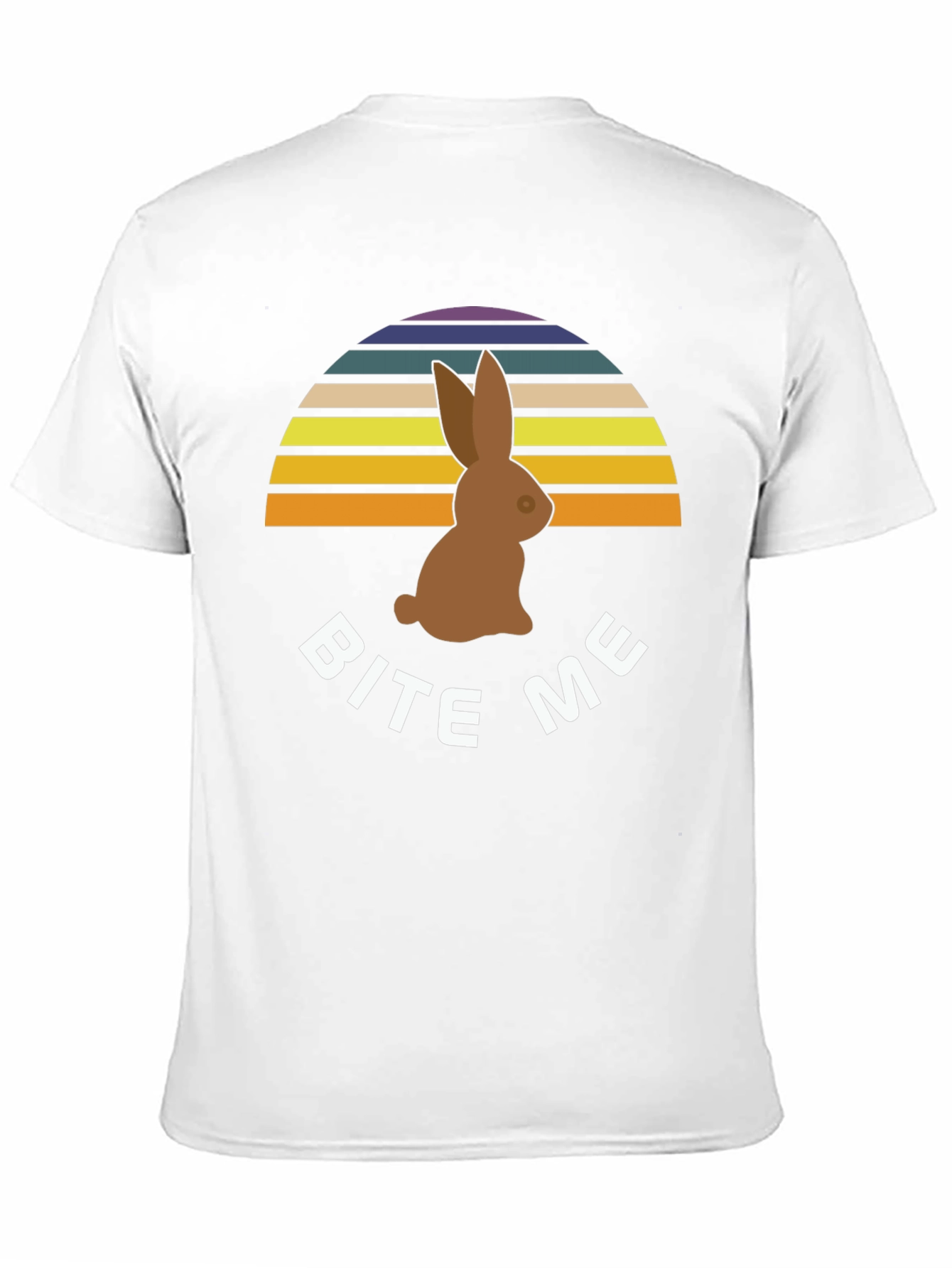 Black Bite Me Easter Bunny T-Shirt - Retro Sunset Chocolate Rabbit Tee view 11