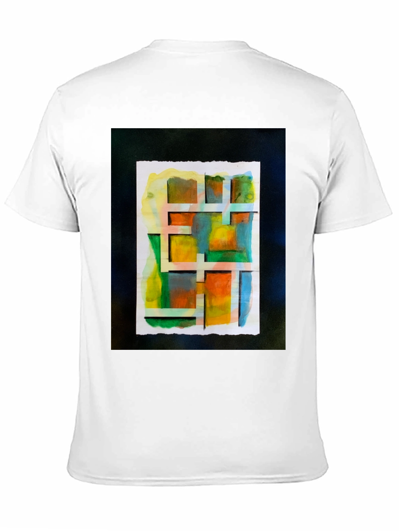 Black Abstract Watercolor Grid Graphic Tee view 11