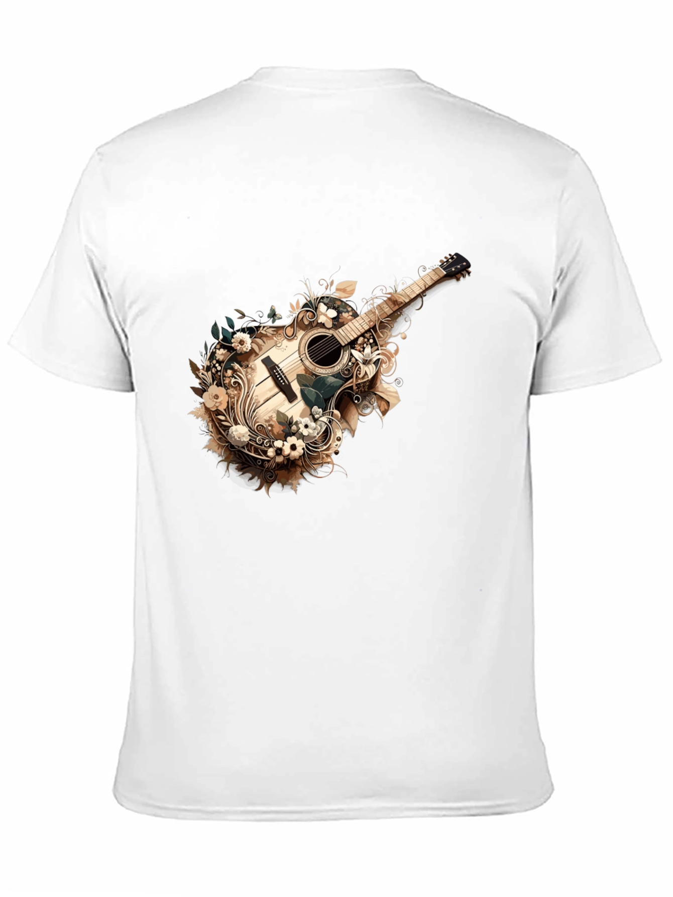 Black Floral Guitar Graphic Tee - Stylish Black T-Shirt view 11