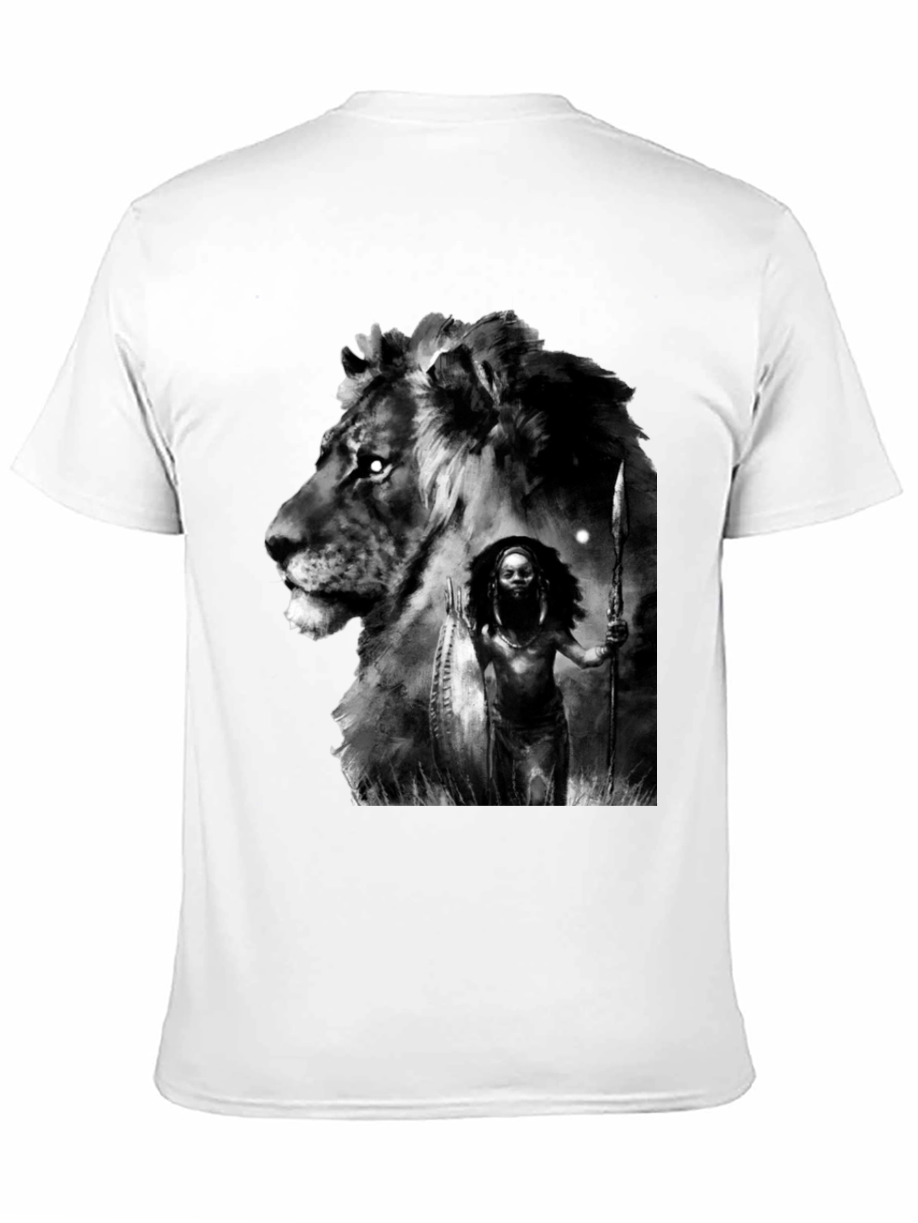 Black Lion Warrior Graphic Black T-Shirt view 11