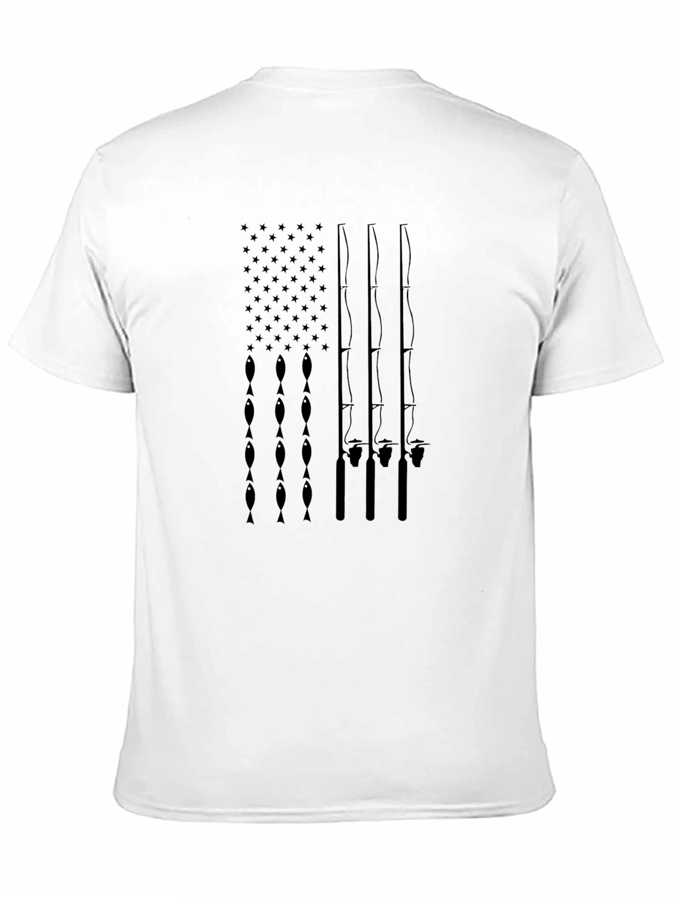Black Fishing Rod American Flag Graphic T-Shirt view 11