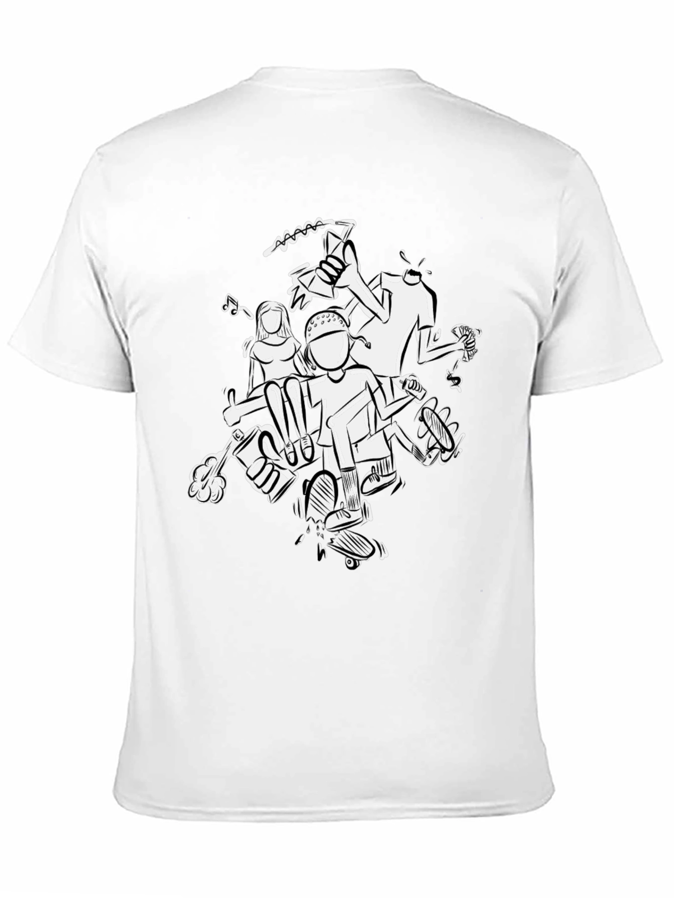 Black Illustrated Graphic Black Tee view 11