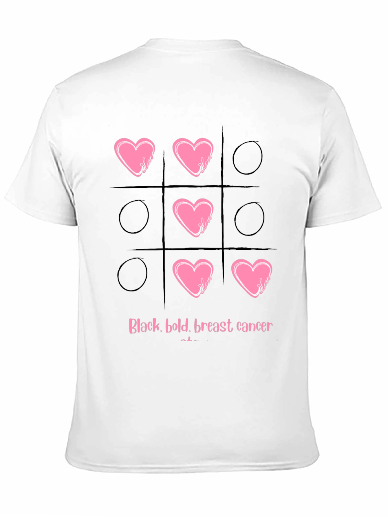 Black Breast Cancer Tic-Tac-Toe T-Shirt view 11