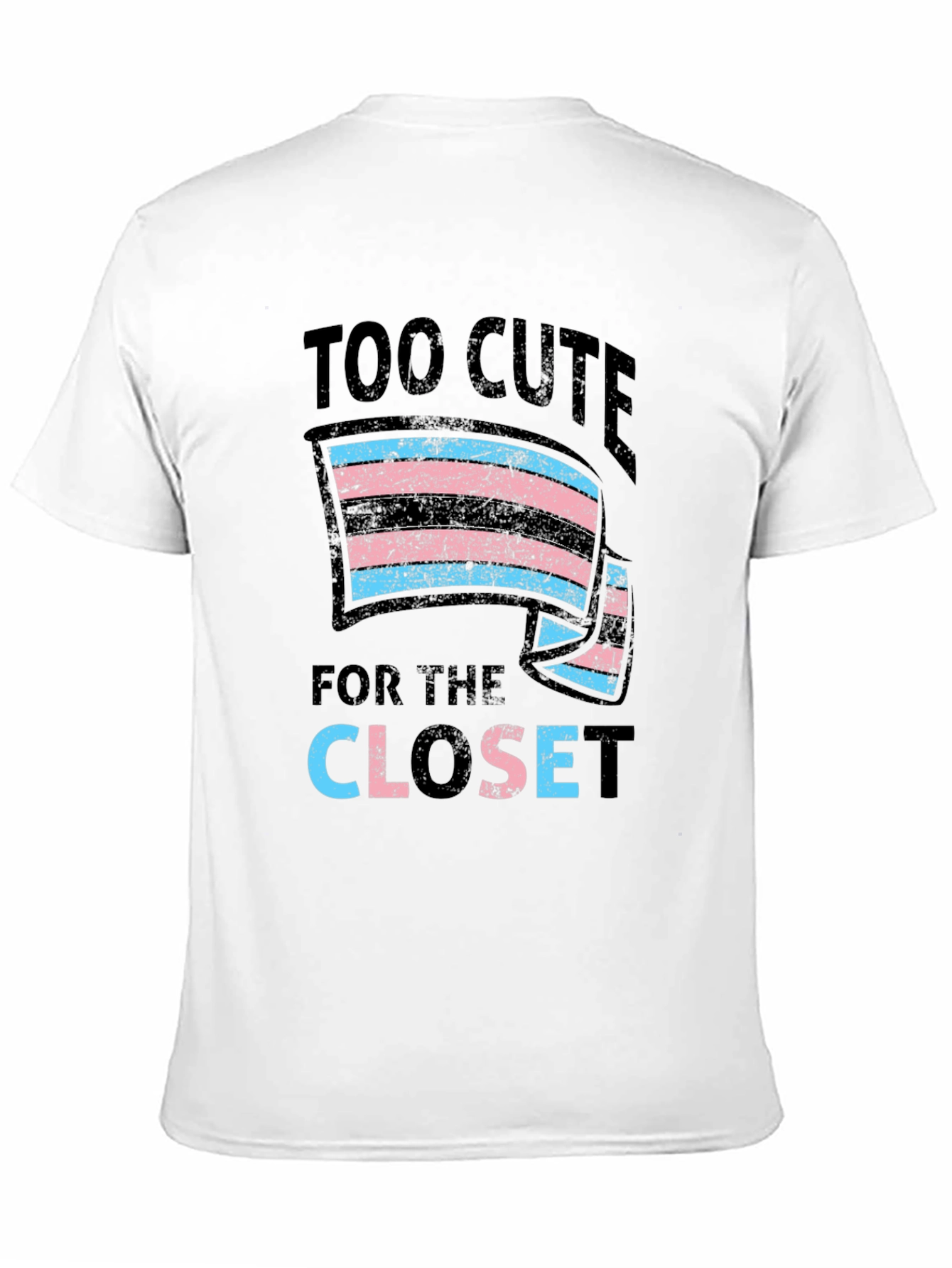 Black Too Cute for the Closet Transgender Pride T-Shirt view 11