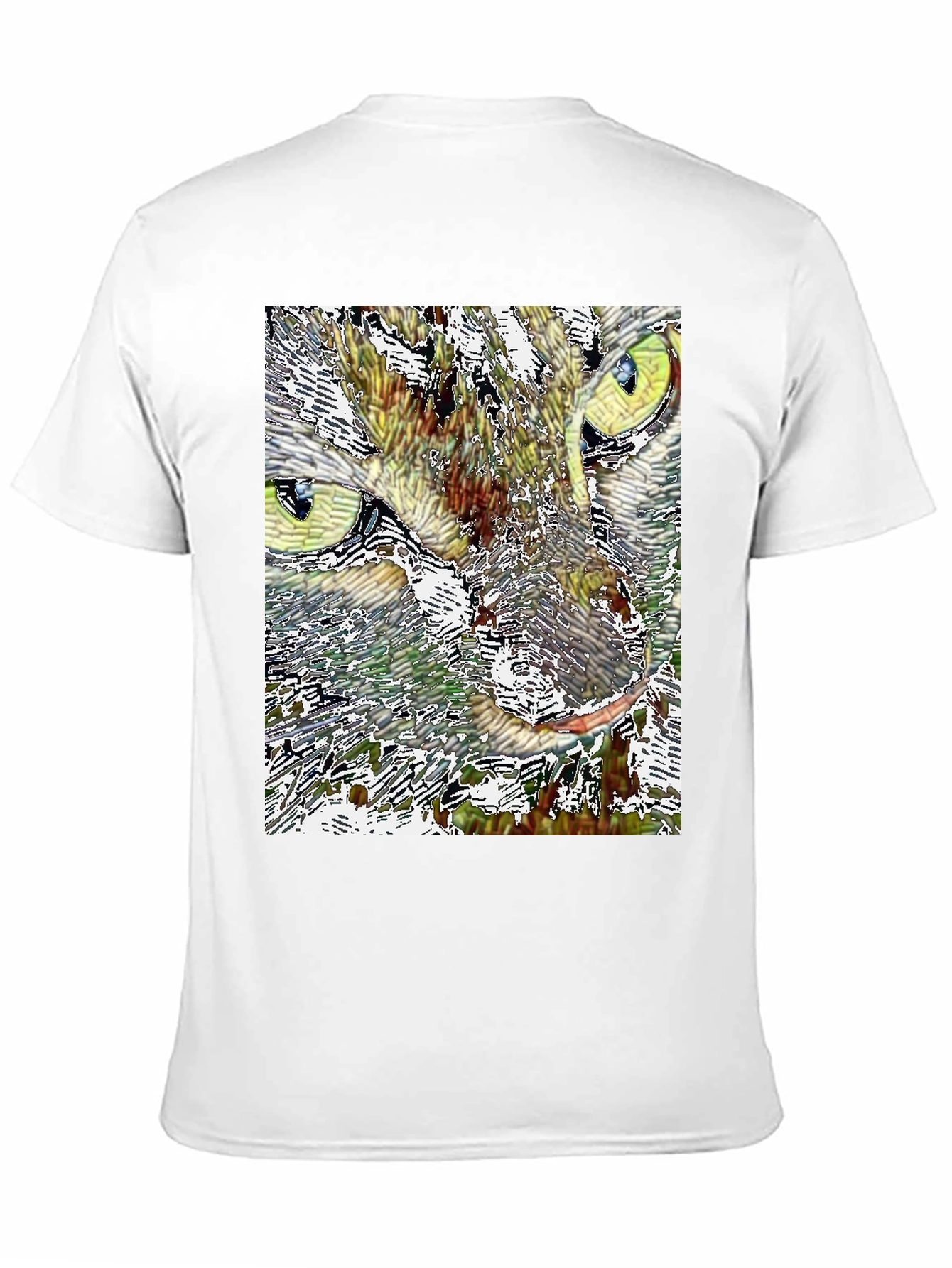 Black Abstract Cat Face Graphic Print Black T-Shirt view 11