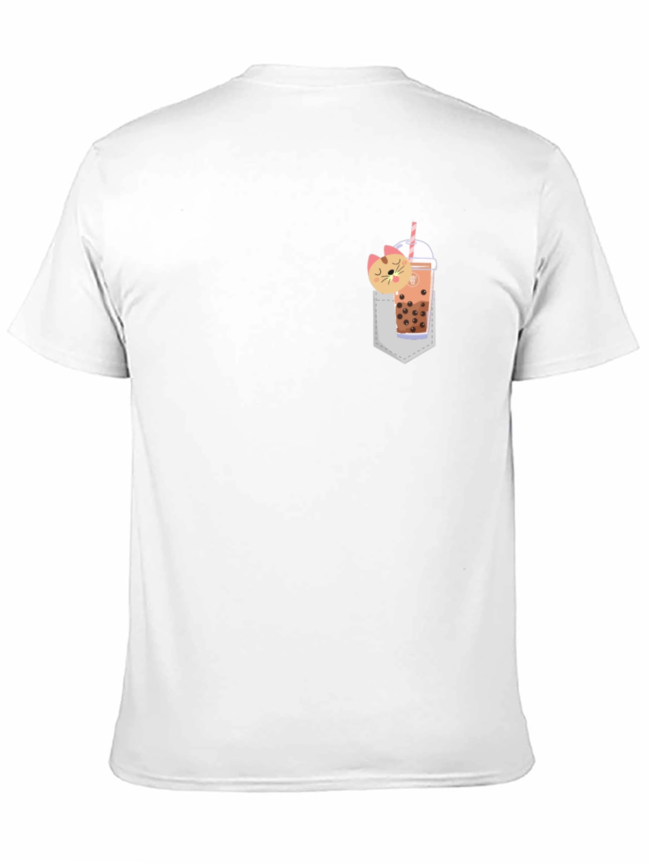 Black Boba Cat Pocket Print Tee - Cute Kawaii Style view 11