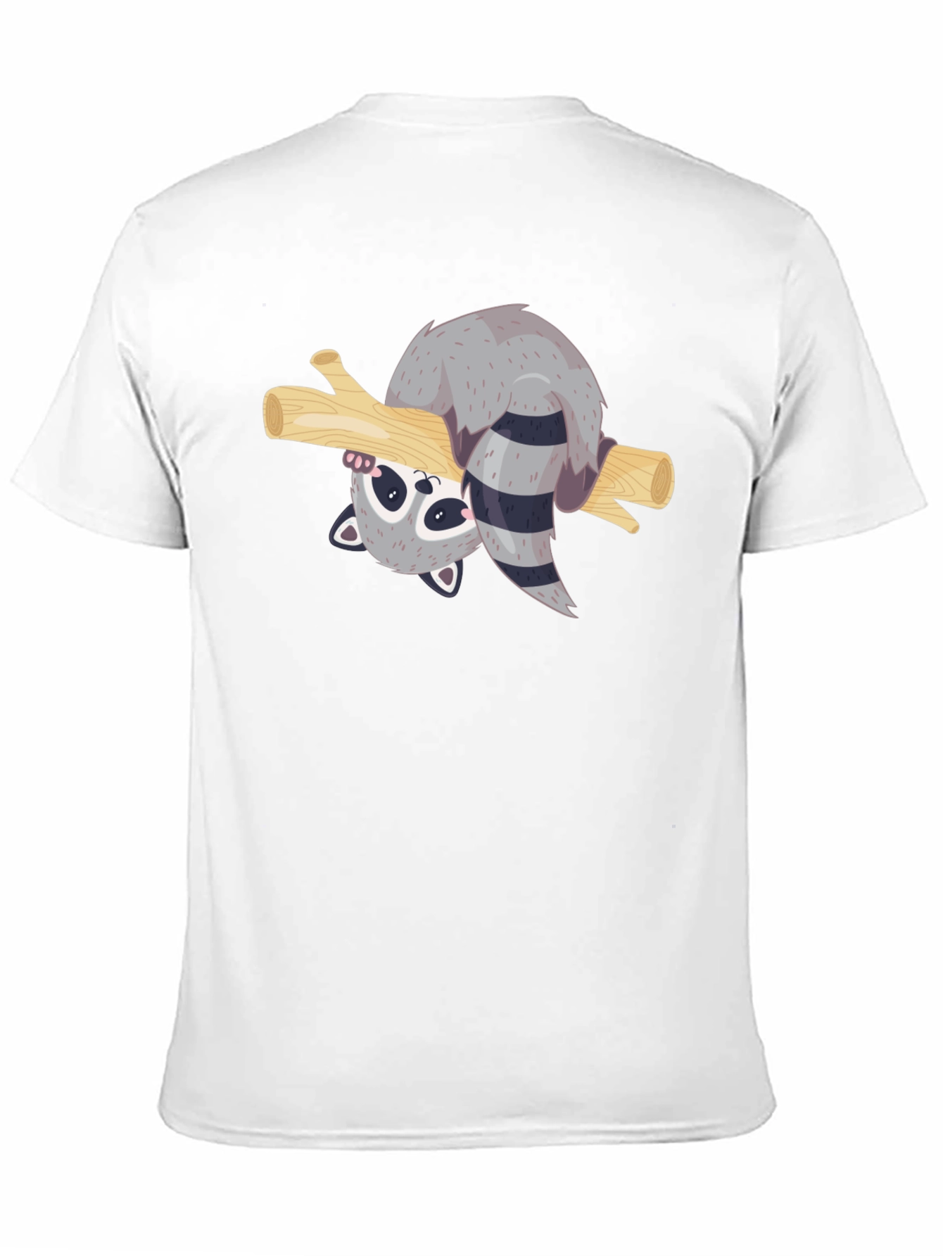 Black Cute Raccoon on Branch Black T-Shirt view 11