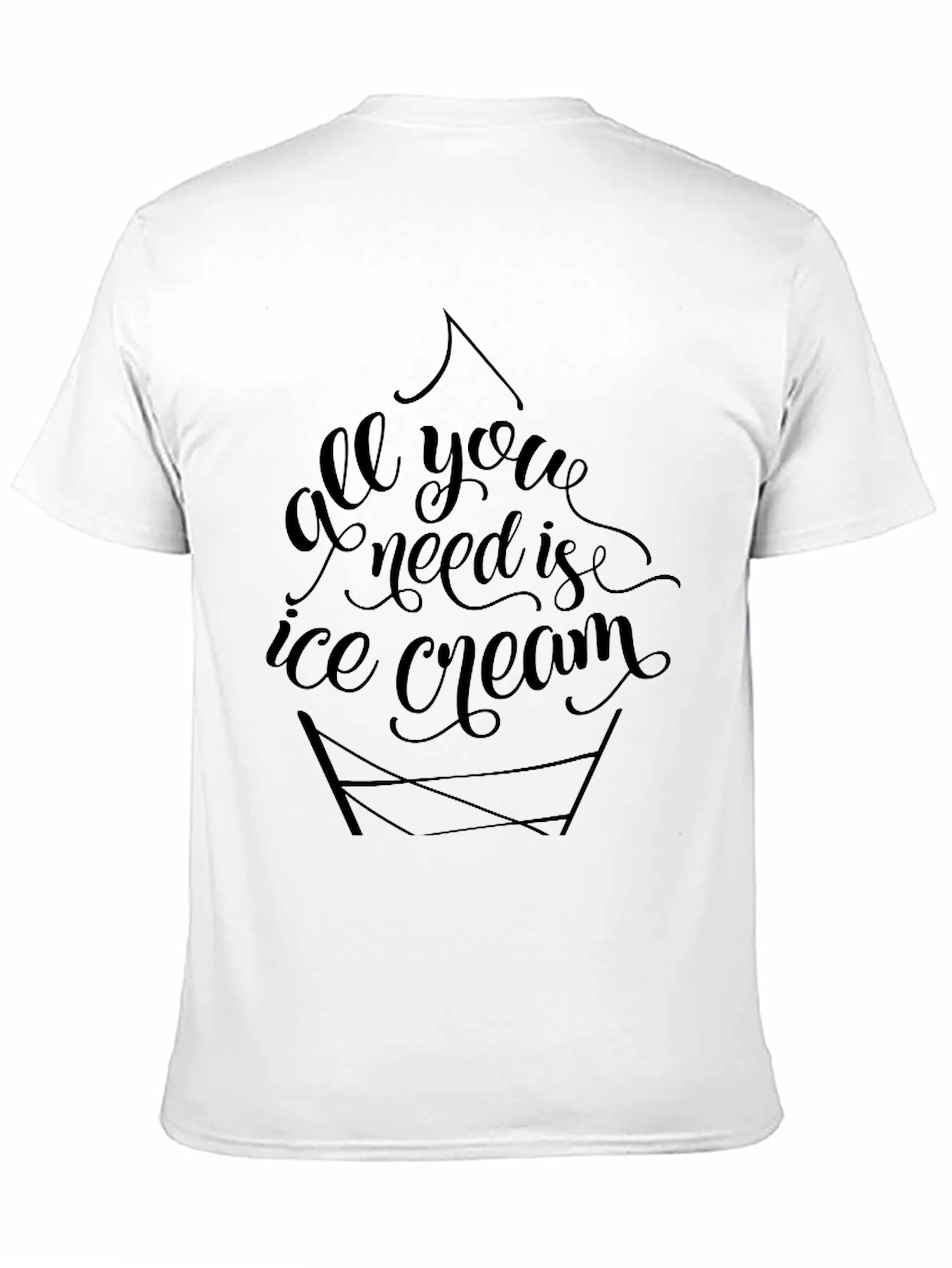 Black All You Need Is Ice Cream Black Tee Shirt view 11