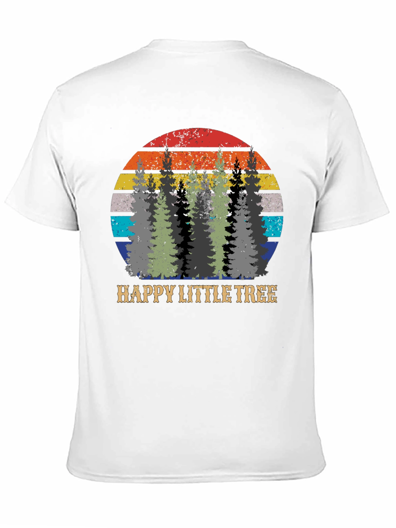 Black Happy Little Tree Retro Sunset Graphic Tee view 11