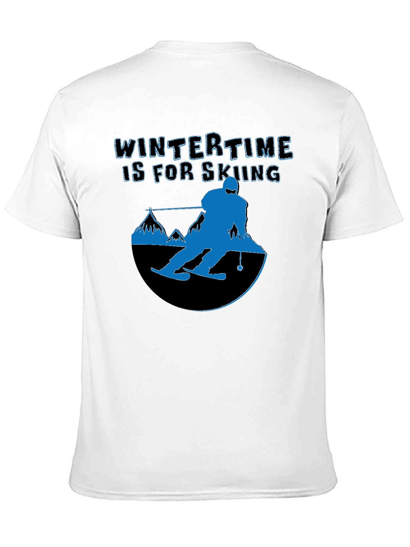 Black Winter Skiing Graphic Tee - Black Cotton T-Shirt view 11