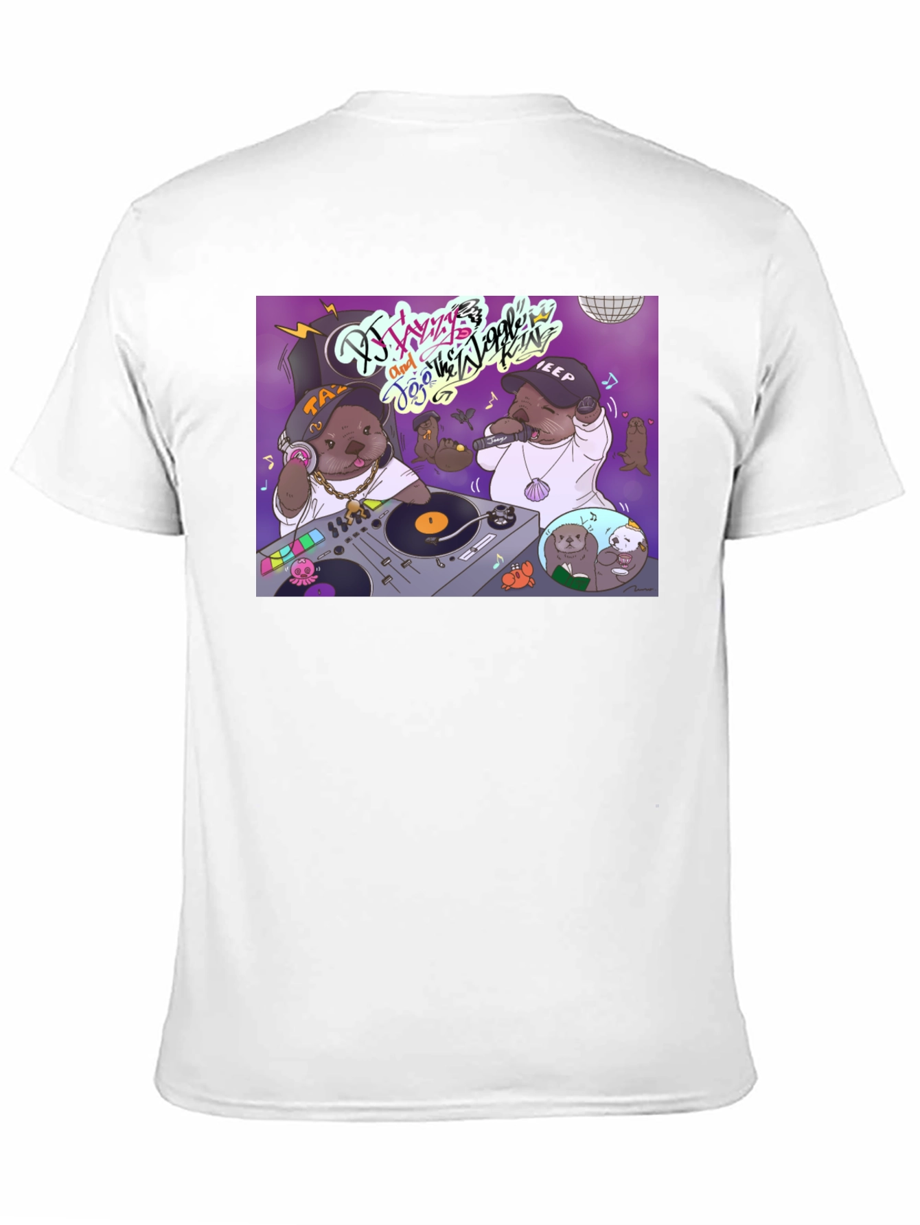 Black DJ Otter Hip Hop Graphic T-Shirt view 11