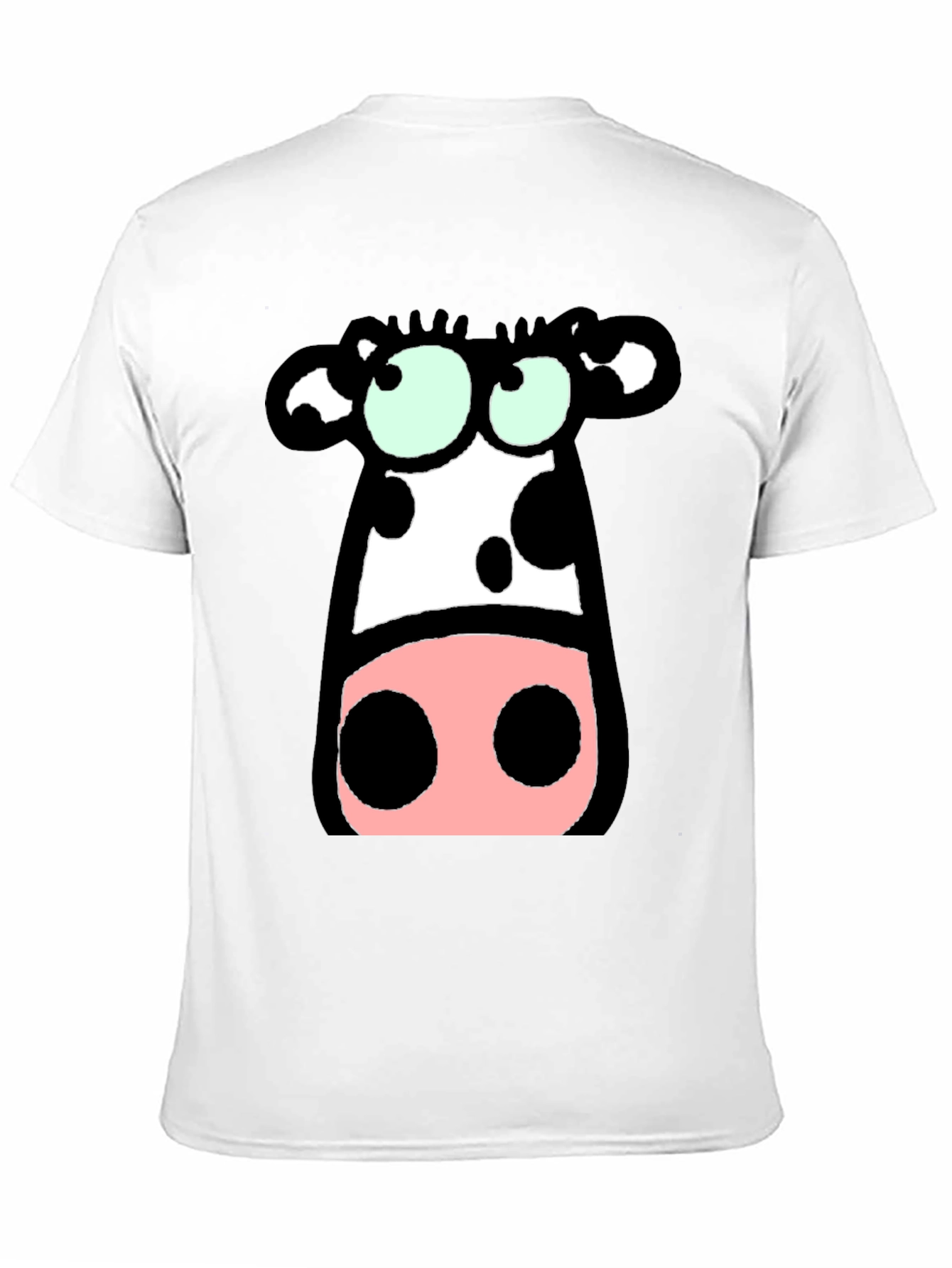 Black Cartoon Cow Graphic Tee - Black Cotton T-Shirt view 11