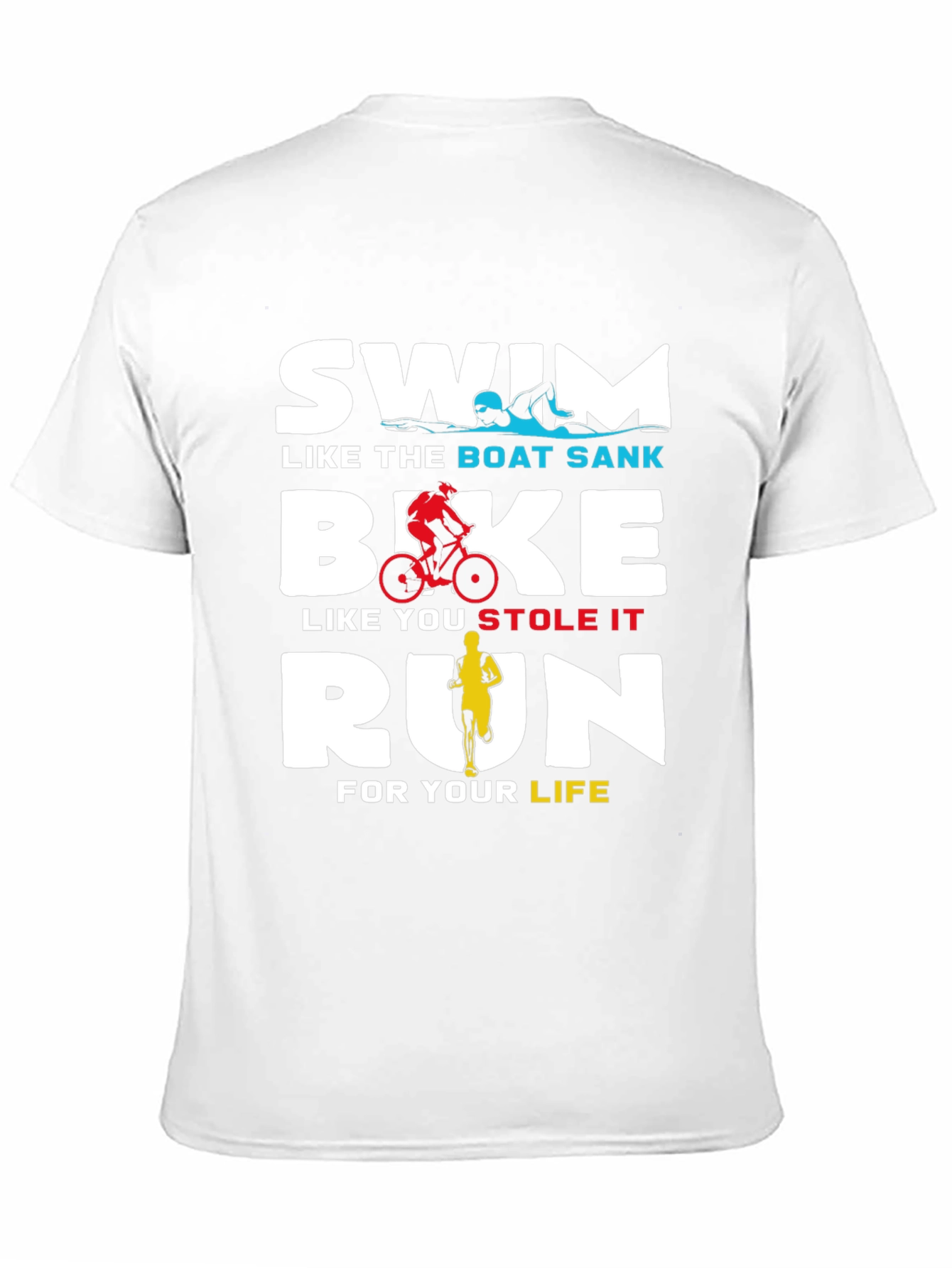 Black Swim Bike Run T-Shirt - Triathlon Training Tee view 11