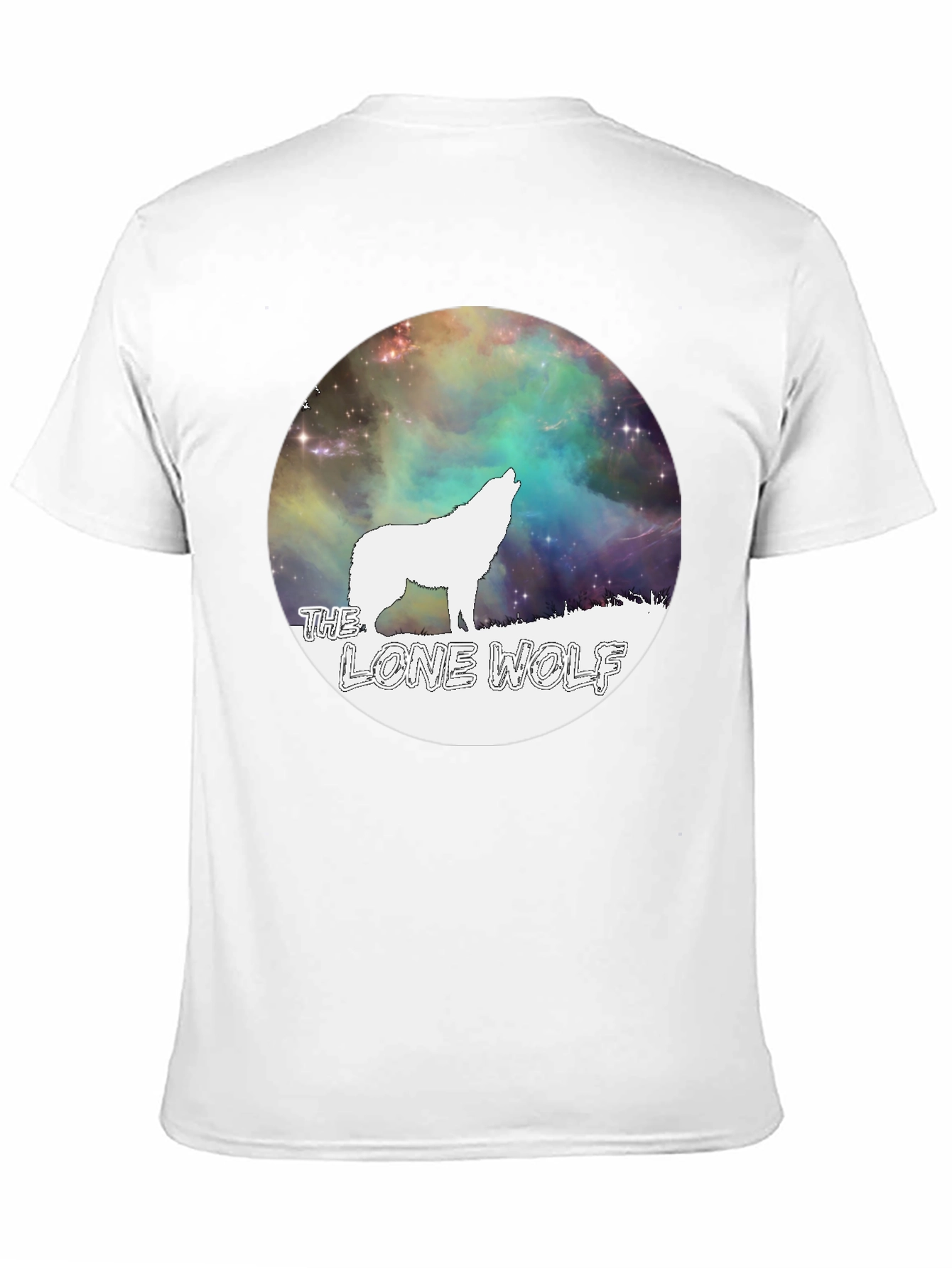 Black Lone Wolf Graphic Tee - Galaxy Design Black T-Shirt view 11