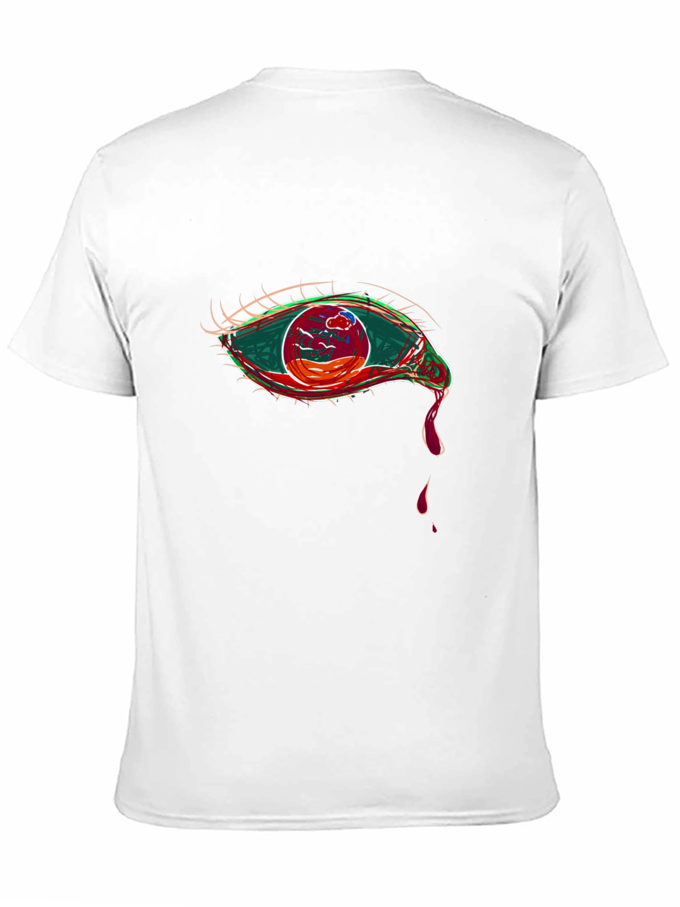 Black Graphic Tee - Eye Design, Black Cotton view 11