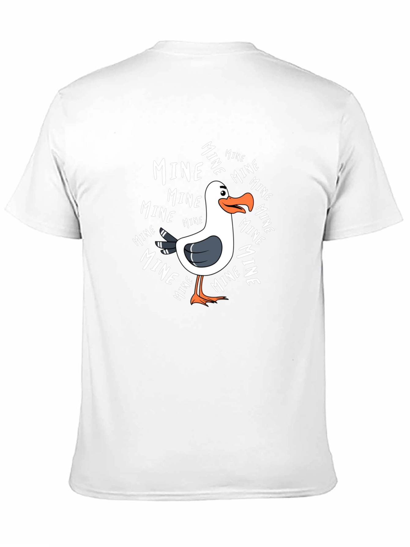 Black MINE Seagull Cartoon Black T-Shirt view 11