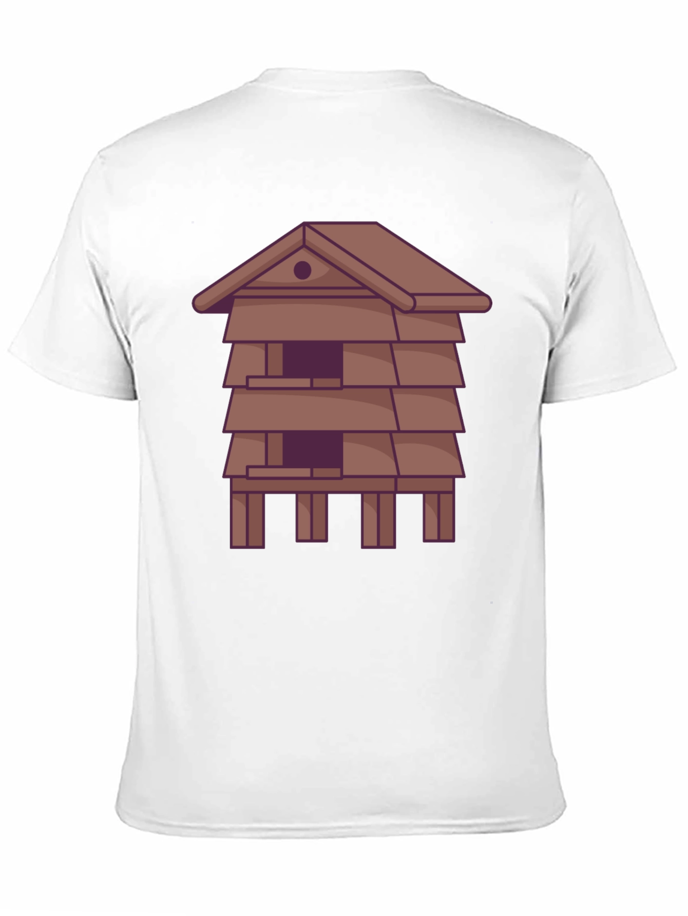 Black Unique T-Shirt with Stylized House Graphic view 11