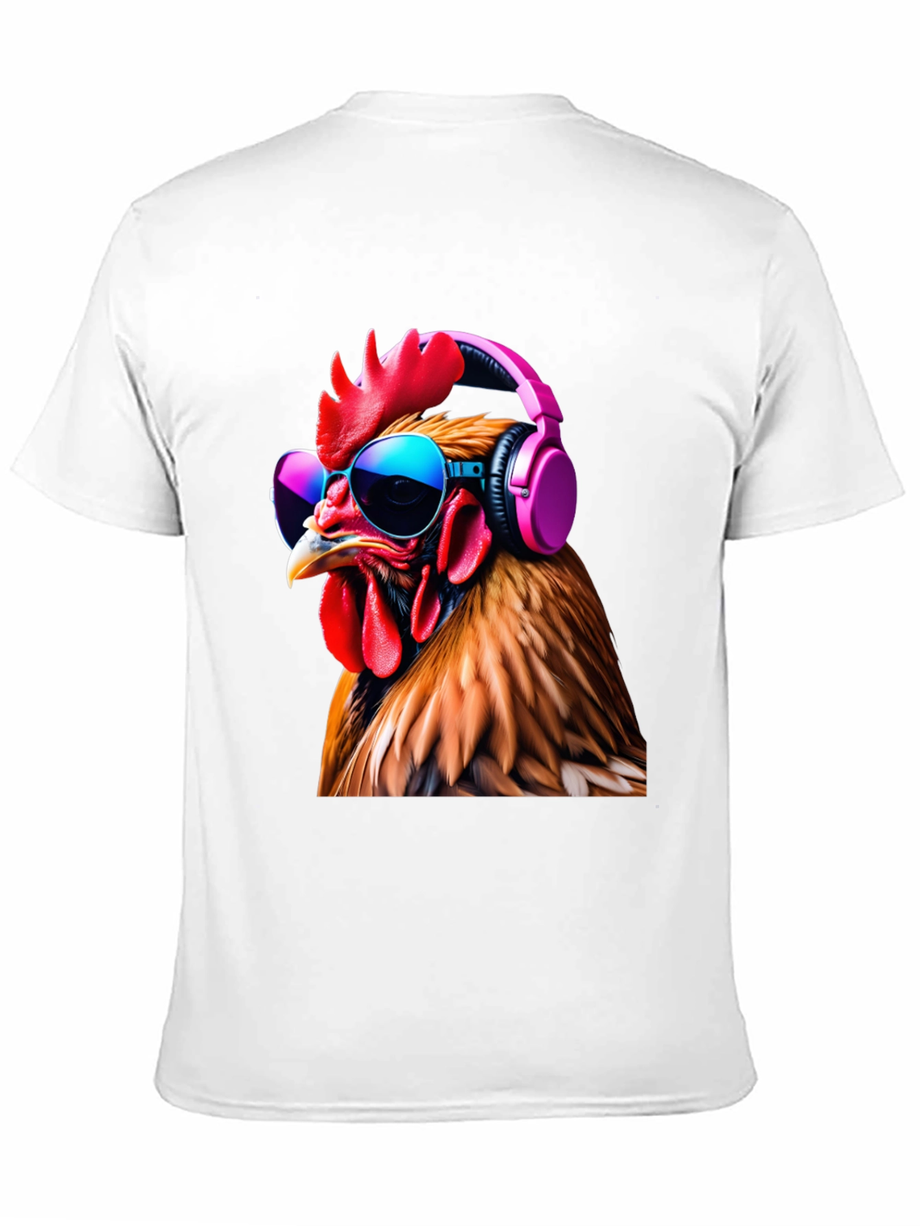 Black Cool Chicken T-Shirt with Headphones and Sunglasses view 11