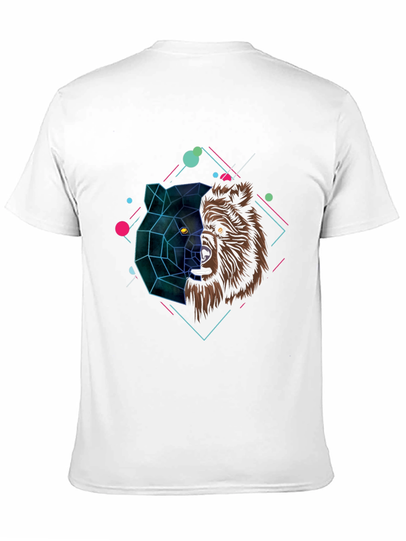 Black Geometric Bear Graphic Black T-Shirt view 11