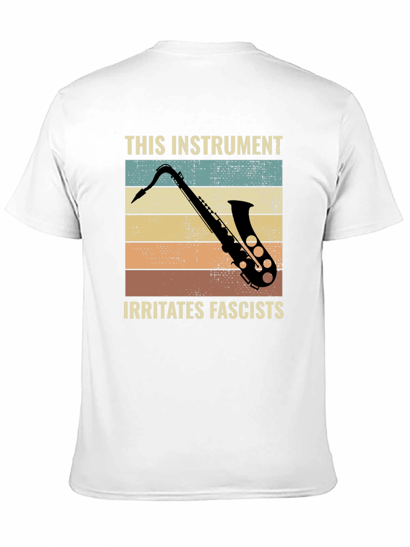 Black Saxophone Irritates Fascists Graphic Tee view 11