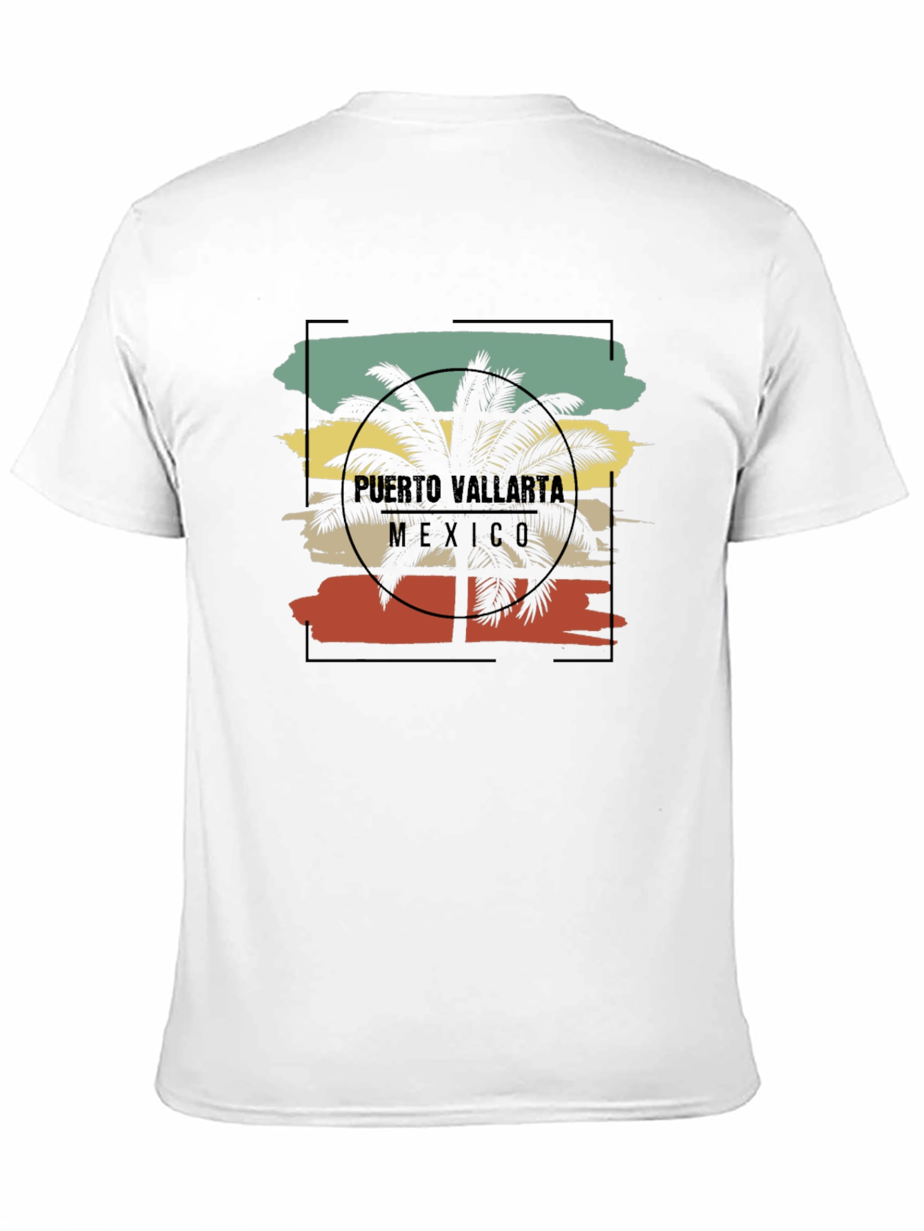 Black Puerto Vallarta Retro Palm Tree Black T-Shirt view 11