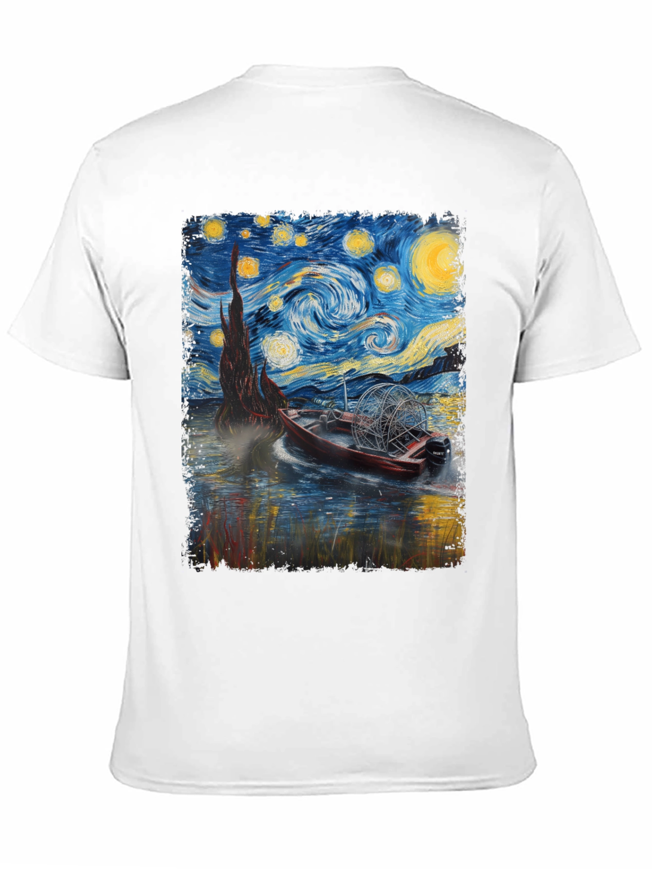 Black Starry Night Airboat T-Shirt view 11