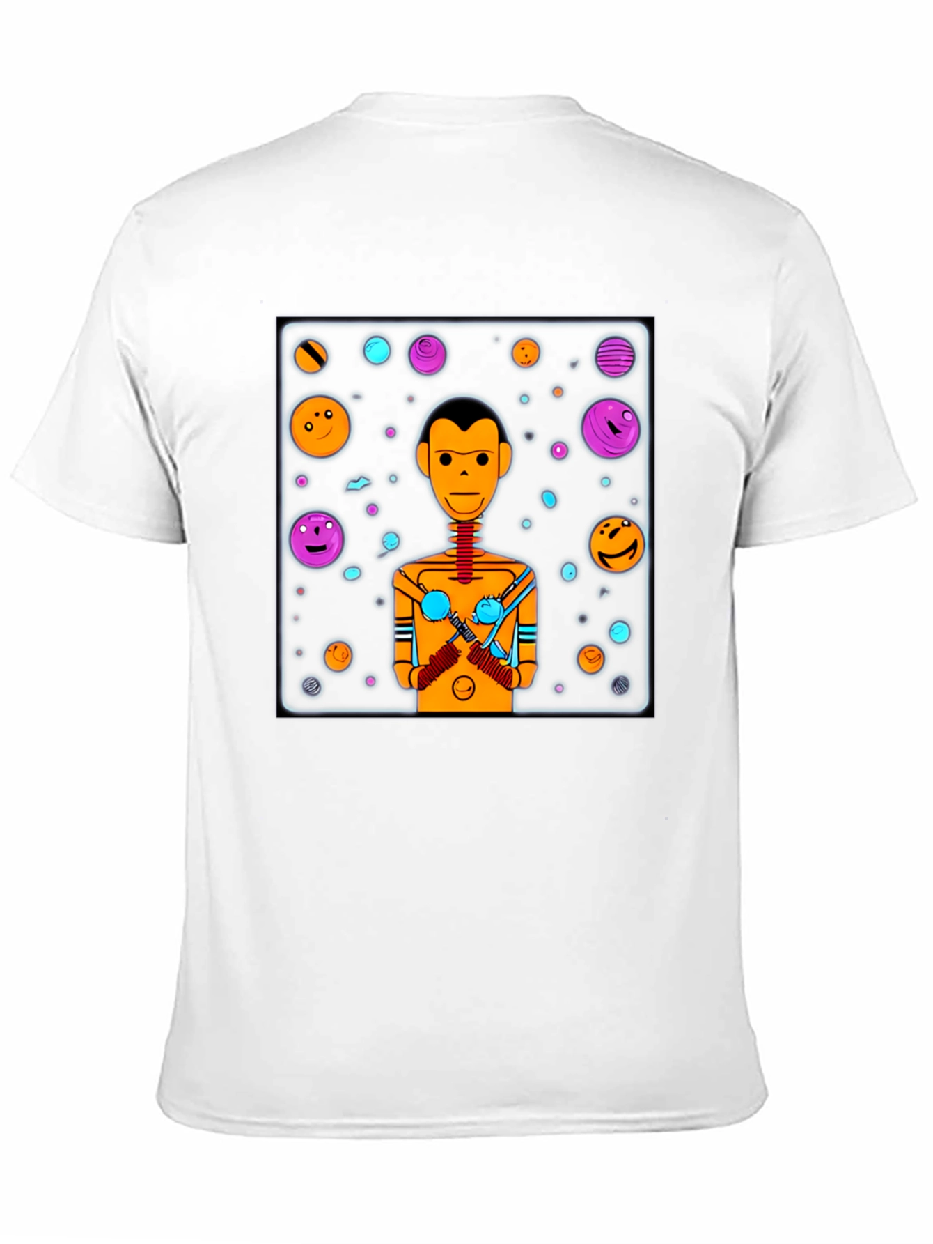 Black Retro Robot Graphic Tee - Black Cotton Blend view 11