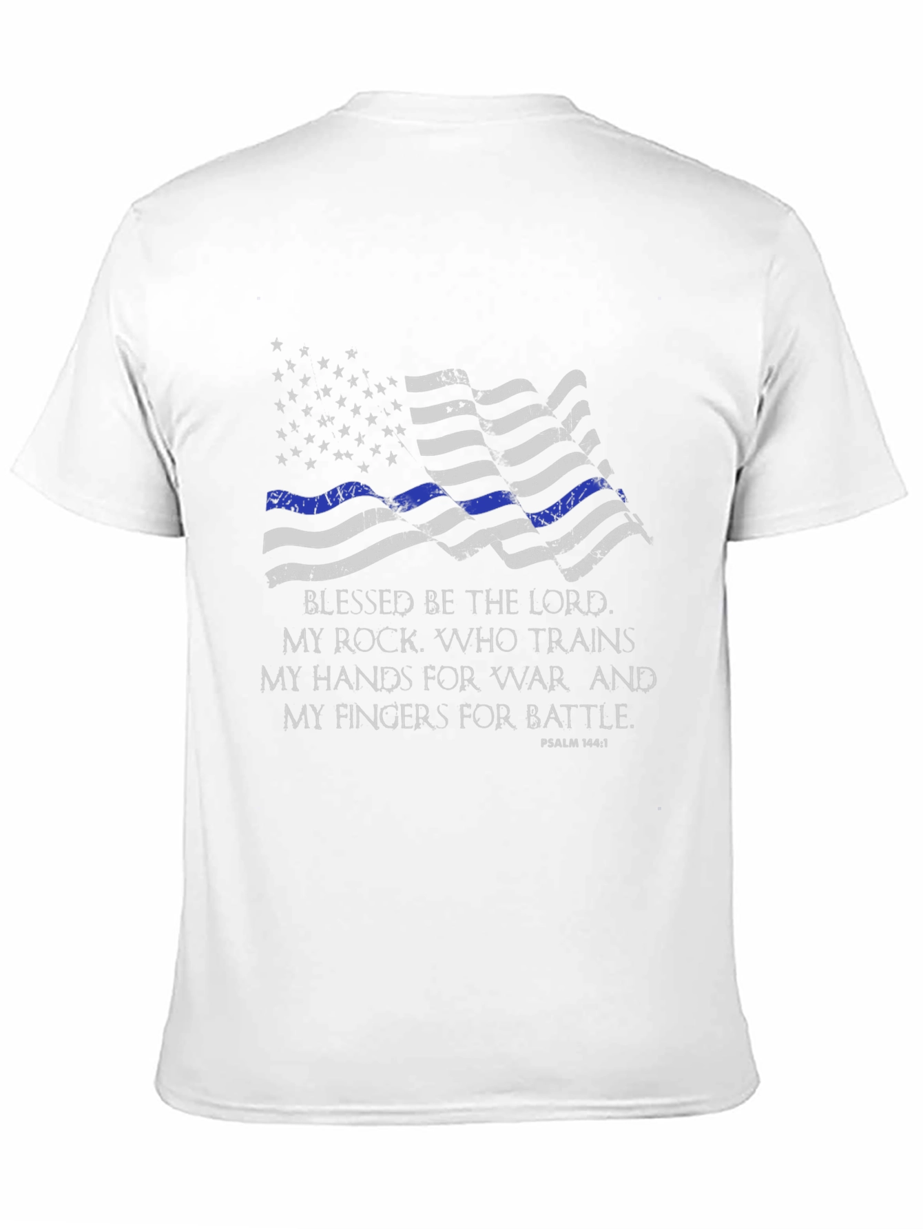 Black Blessed Be The Lord T-Shirt - Thin Blue Line Flag view 11
