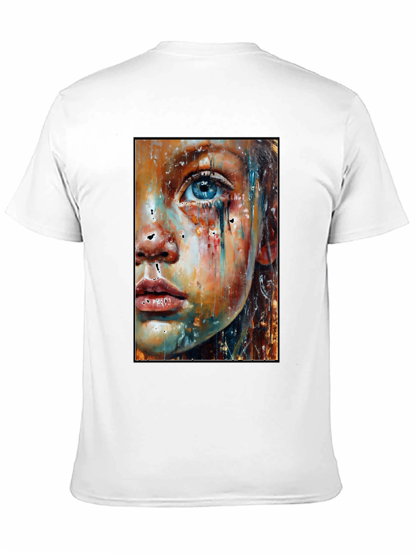 Black Abstract Face Art T-Shirt - Expressive Unisex Tee view 11
